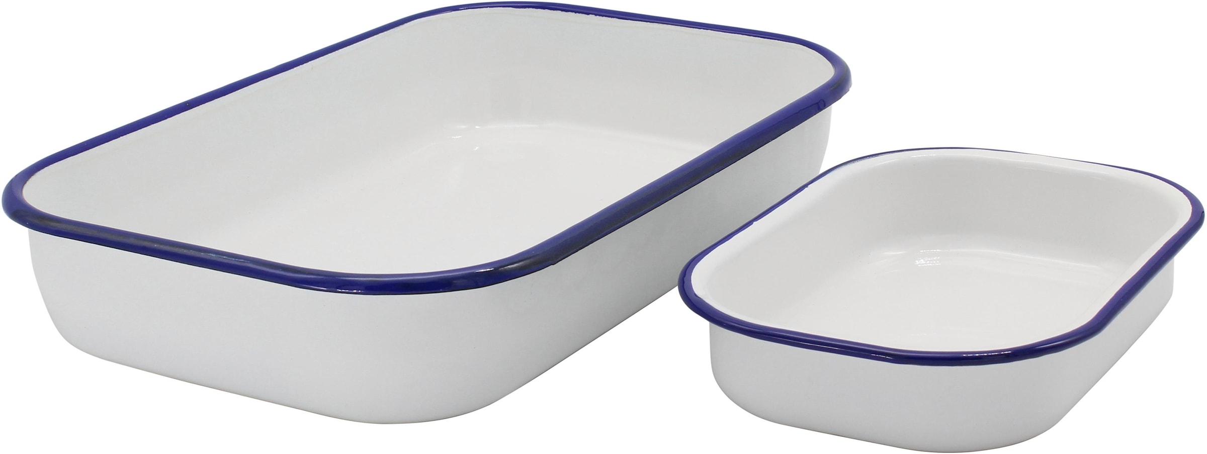 Krüger Auflaufform »Husum« Emaille Stahl 2 Stk. tlg. Inhalt 1 und 4 Liter in weiß, Größe B/H/L/T: 20 cm x 4,5 cm x 21 cm