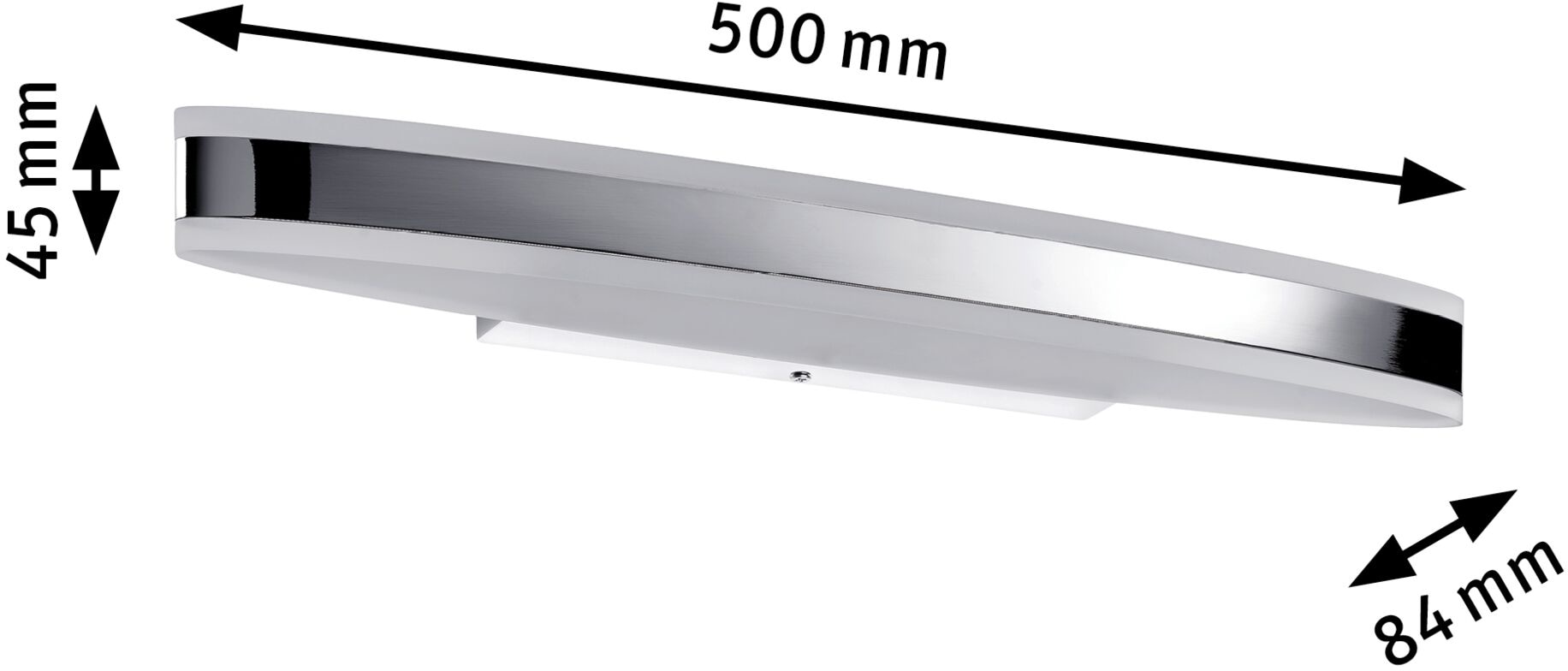 Paulmann Spiegelleuchte »Kuma 500mm IP44 9W Chrom, Weiß, Metall, Acryl«, 1 flammig, Badezimmerleuchte