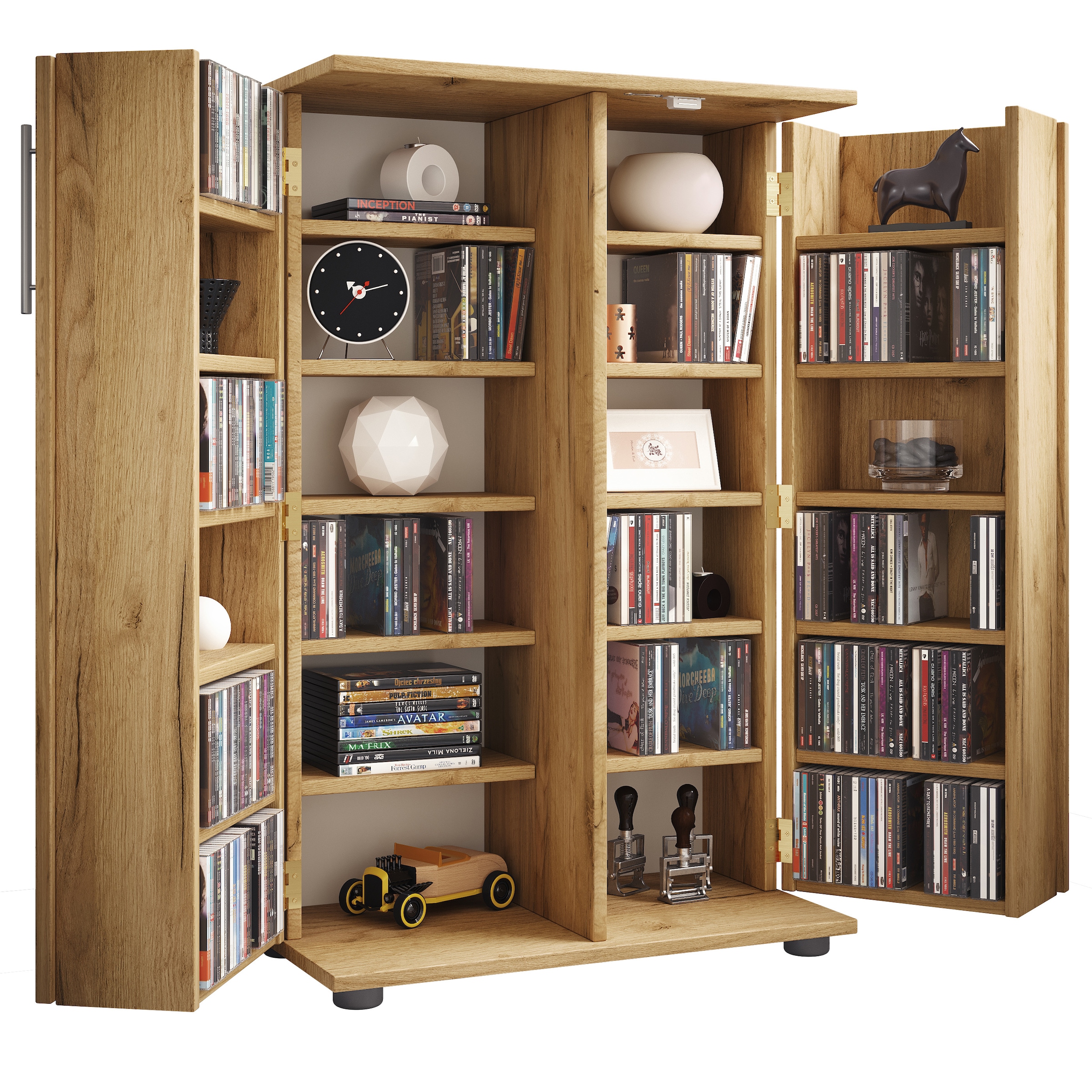 VCM Media-Regal »Holz Schrank CD DVD Regal abschließbar Engalo XL« 1 Stk. tlg.