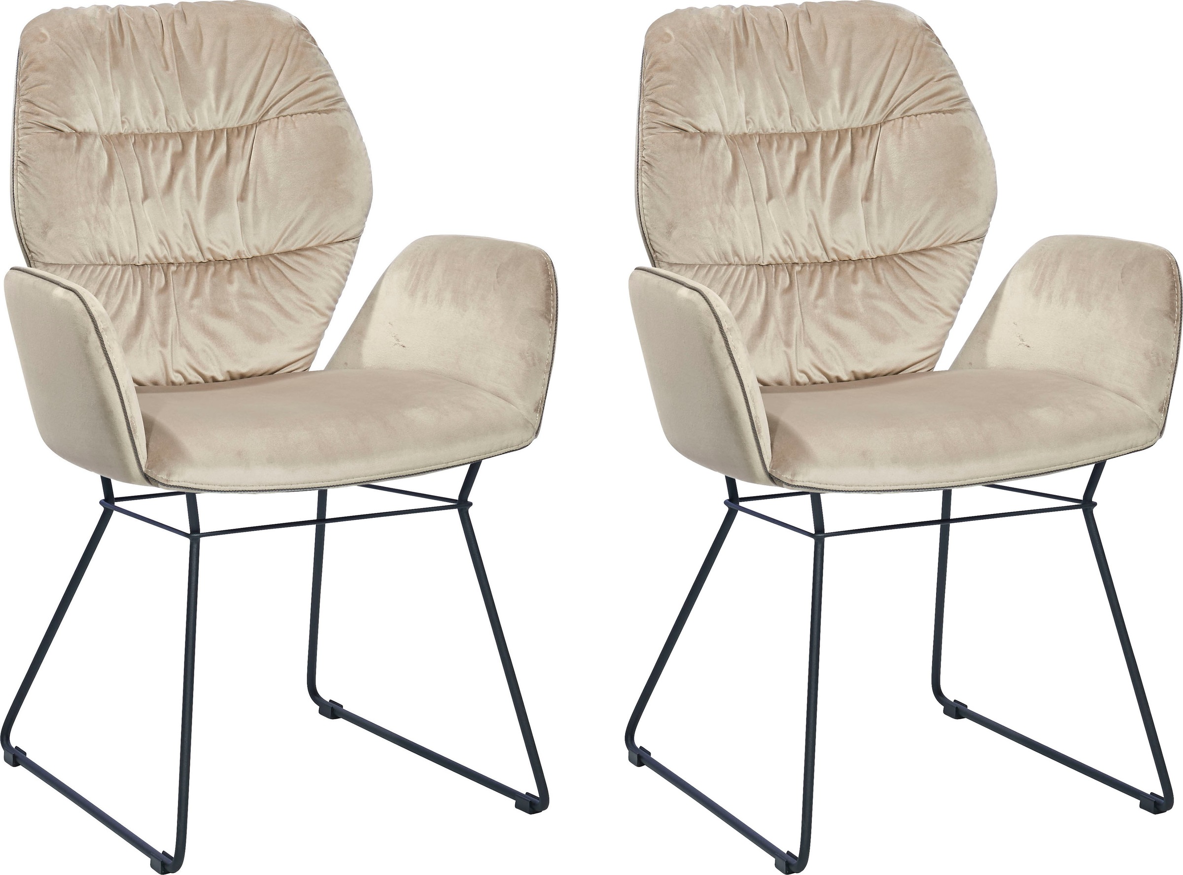GALLERY M branded by Musterring Schalenstuhl »Timeout«, Samtvelours SOUL, mit Schlittengestell aus schwarzem Eisen, 2er-Set