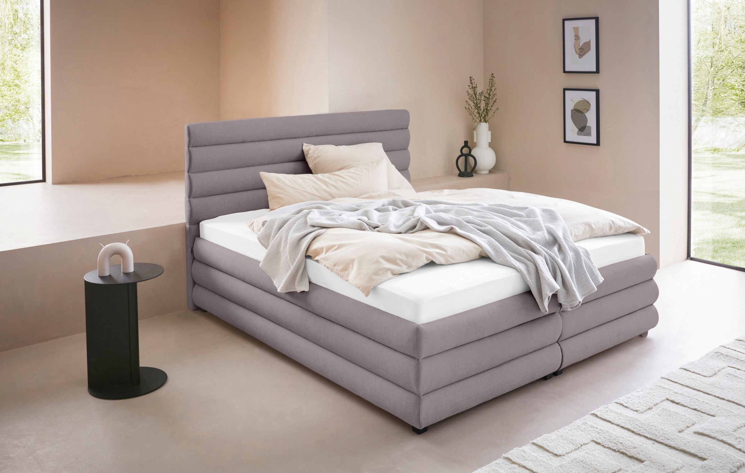 Leger Home By Lena Gercke Polsterbett »Maylis« wahlweise mit und ohne Matratze und Lattenrost in grau, Größe Liegefläche B/L: 160 cm x 200 cm