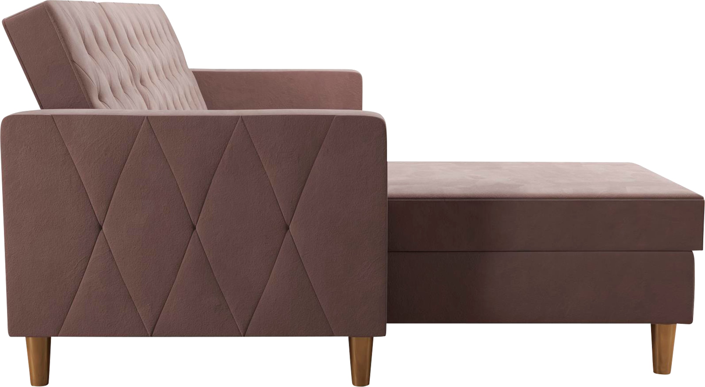 Cosmo Living Ecksofa »Liberty«, mit Schlafffunktion, Recamiere mit Stauraum beidseitig montierbar