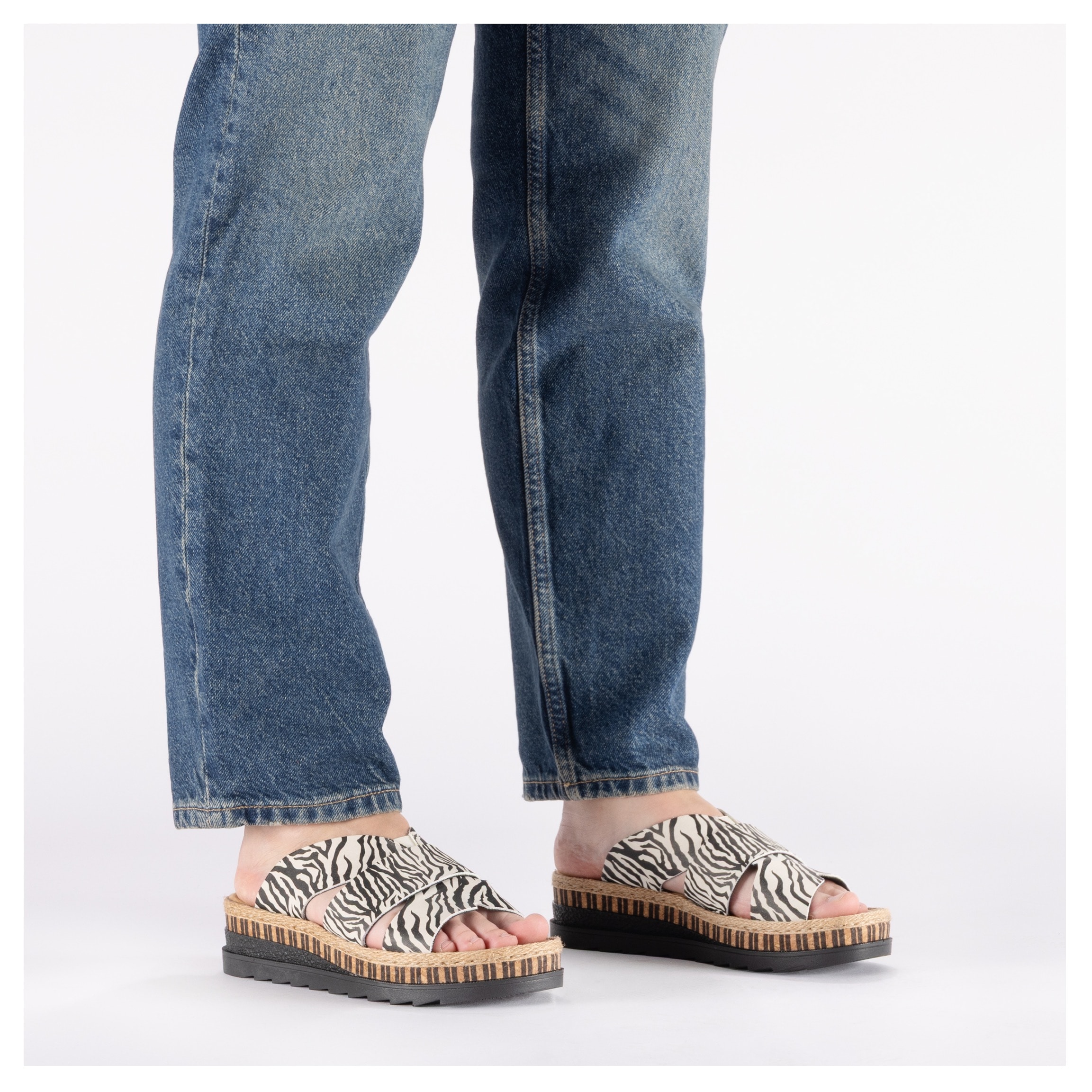 Rieker Pantolette  Keilabsatz, Sommerschuh, Schlappen mit Juteumrahmung