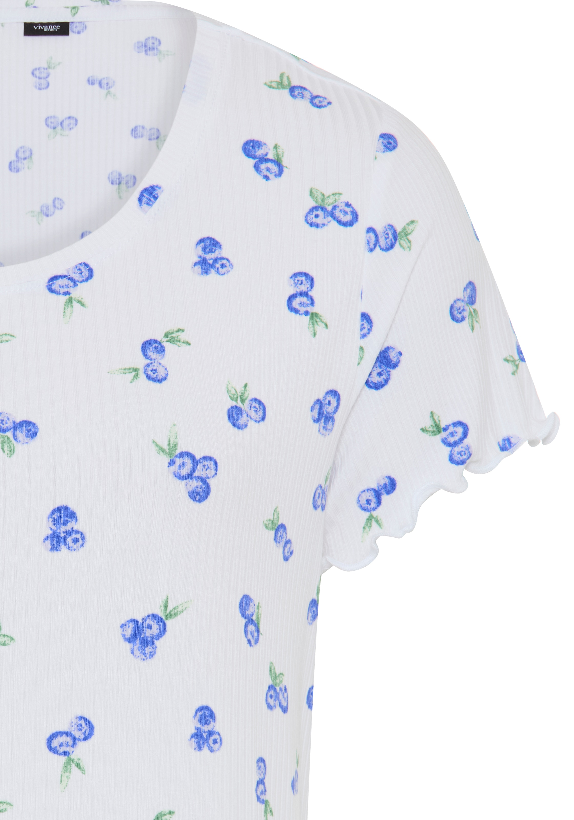 Vivance Dreams Pyjama mit Blaubeerdruck und Kräuselsaum