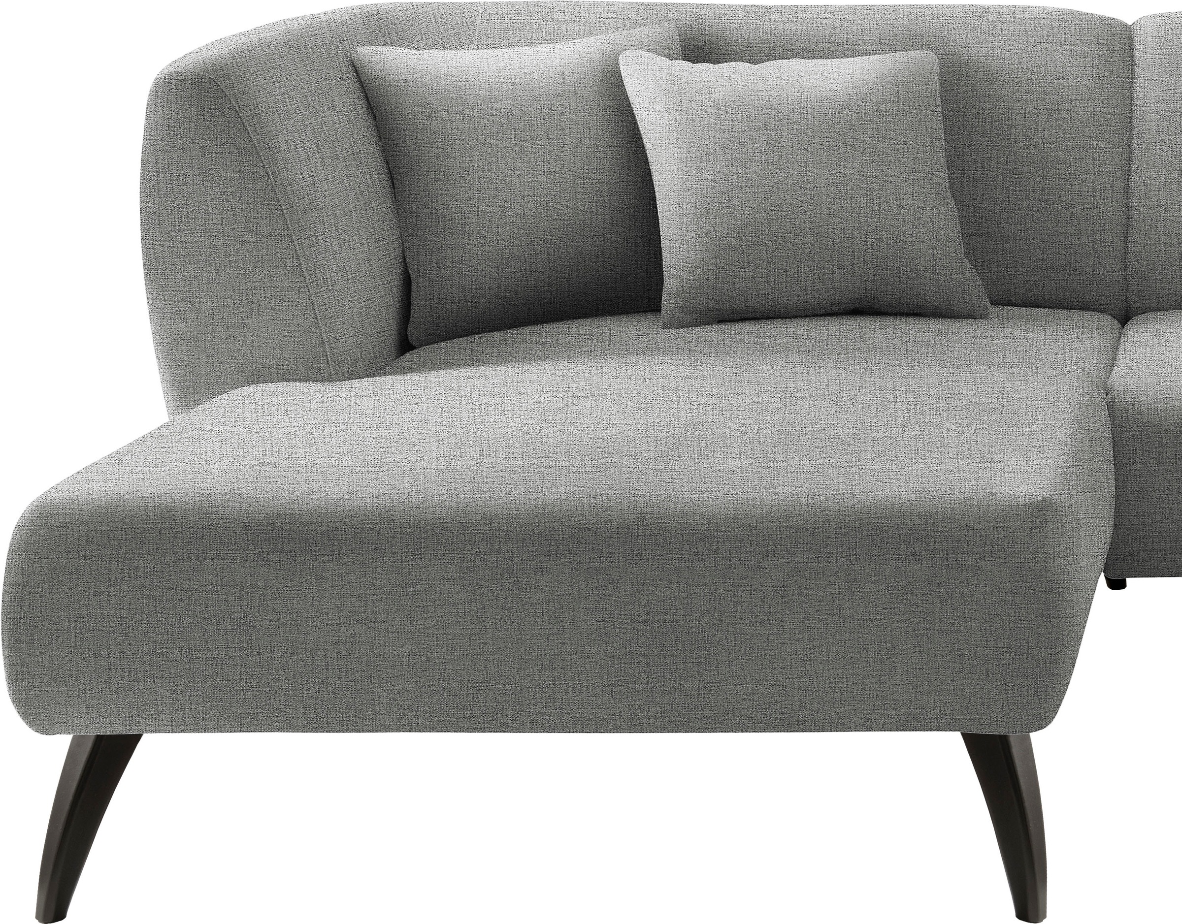 INOSIGN Ecksofa »Colori L-Form«, Holzfußfarbe wählbar, inkl. 4x Zierkissen
