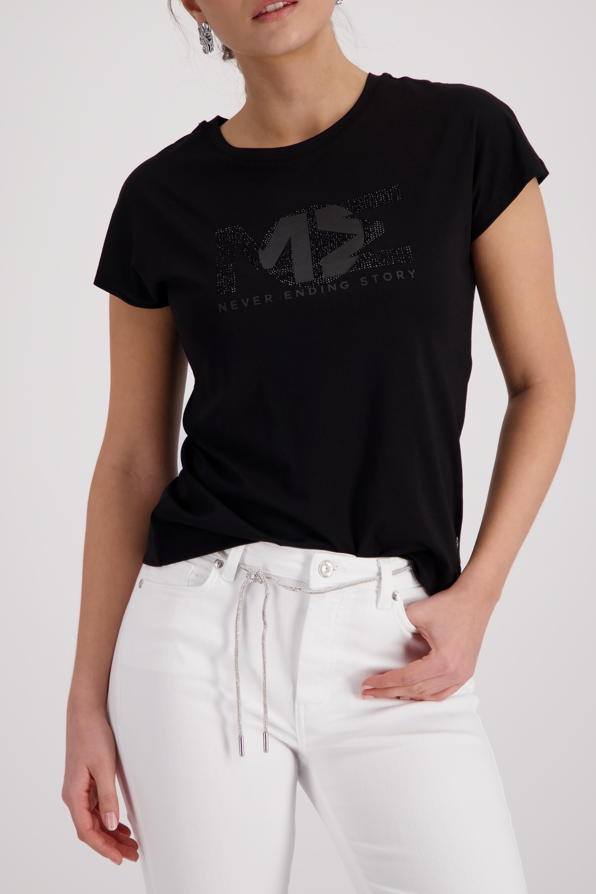 Monari T-Shirt »Shirt Basic Schmuck« Regular fit mit Strasssteinen