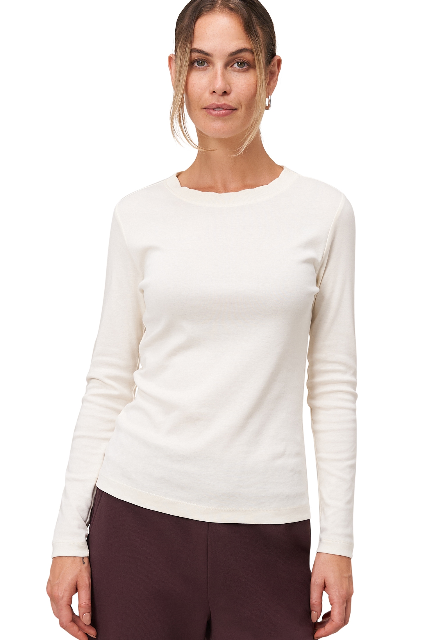 Zero Langarmshirt »Jersey-Shirt mit Wellenkante«