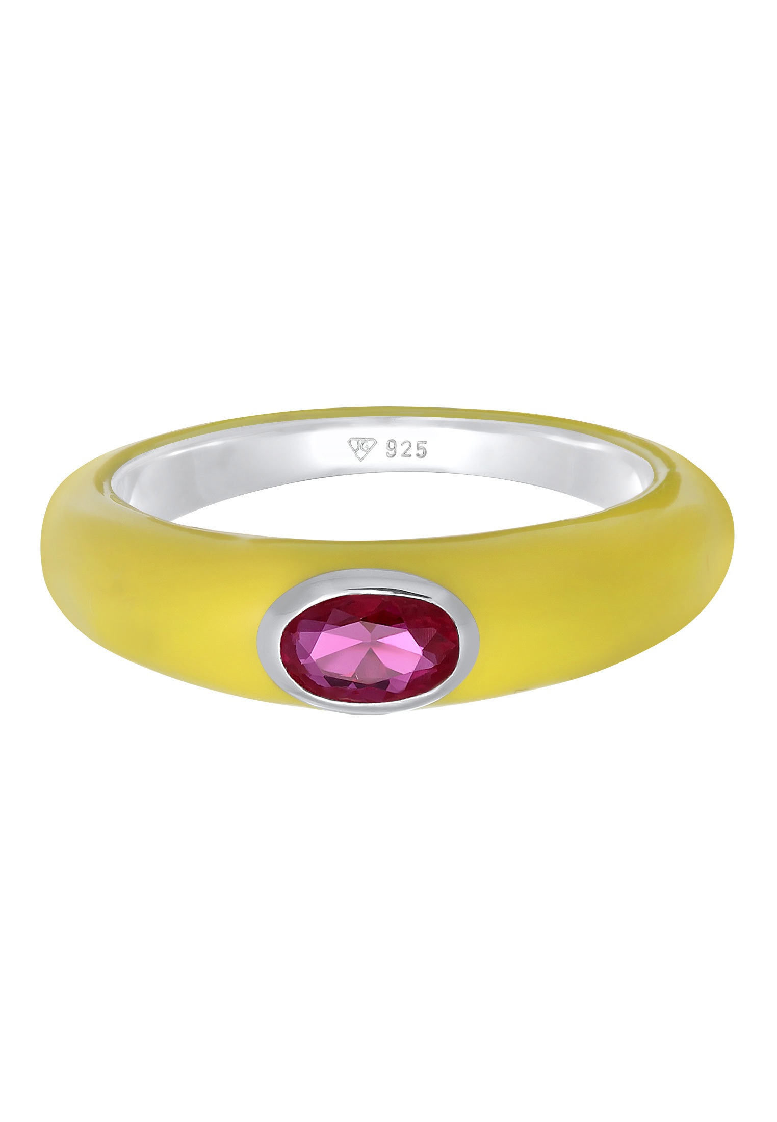 Elli Silberring »Ring Zirkonia Oval Solitär Emaille 925 Silber«
