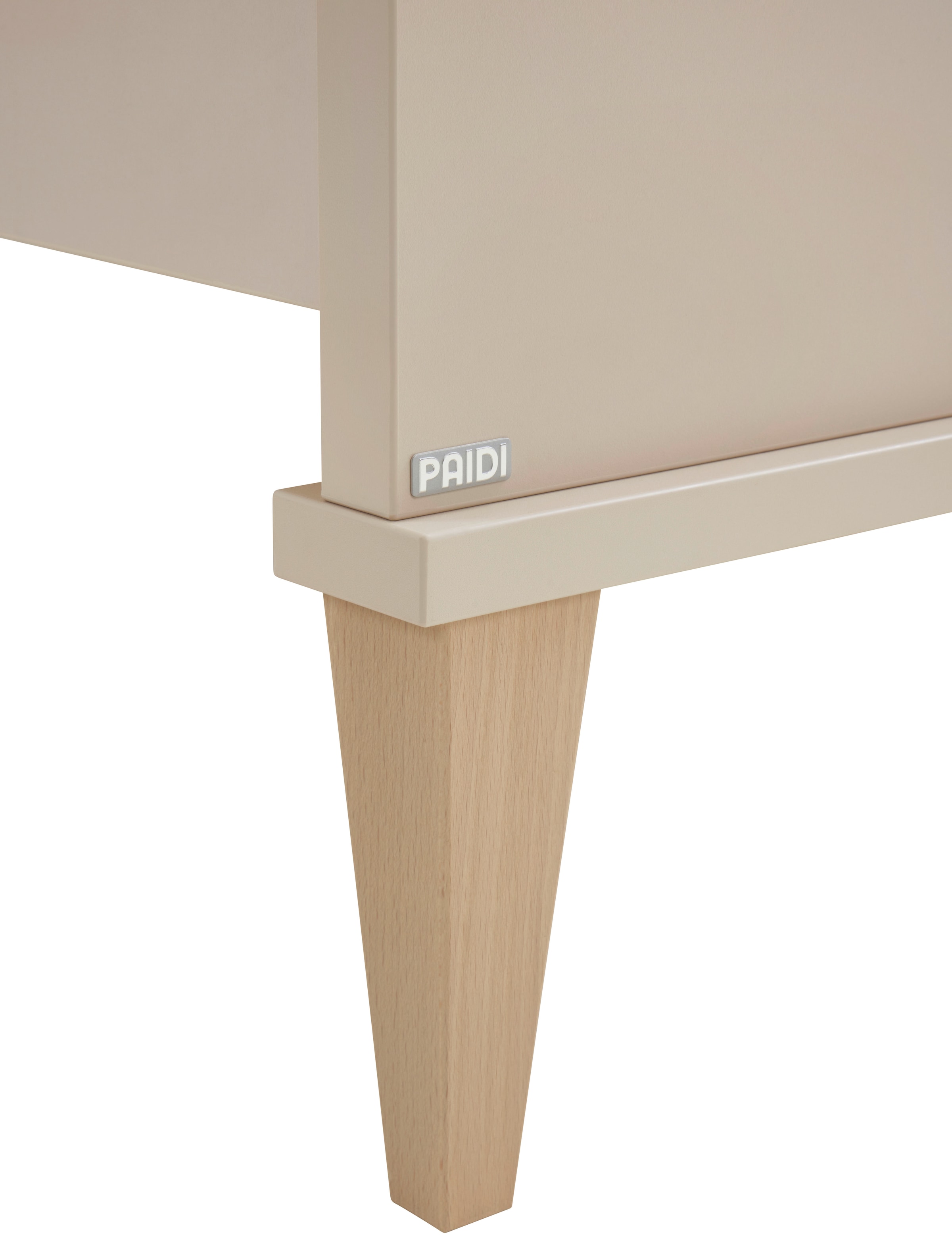 PAIDI Kinderbett »JONTE 120x200cm, Jugendbett in Beige« B/H/T ca. 209/96/126cm, Cashmere-Beige,  zeitloses & langlebiges Einzelbett, Massivholz-Füße