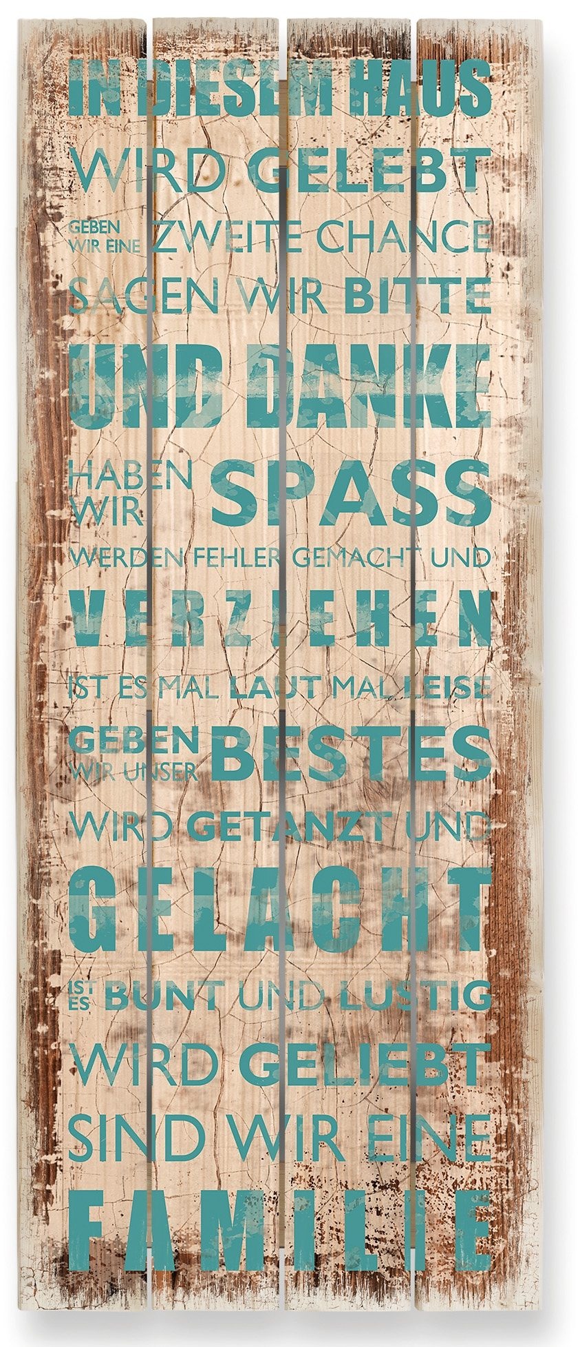 Wall-Art Holzbild »In diesem Haus - Panorama«, 40/100 cm
