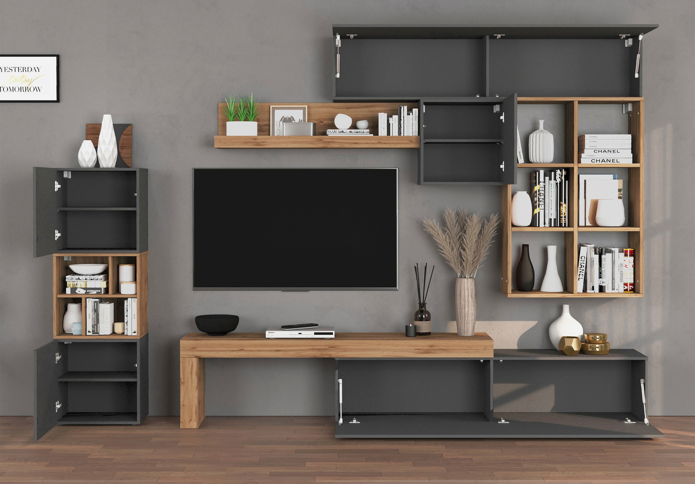 INOSIGN Wohnwand »Chronos Wohnwand, Medienwand, 8-er set« 8 Stk. tlg.