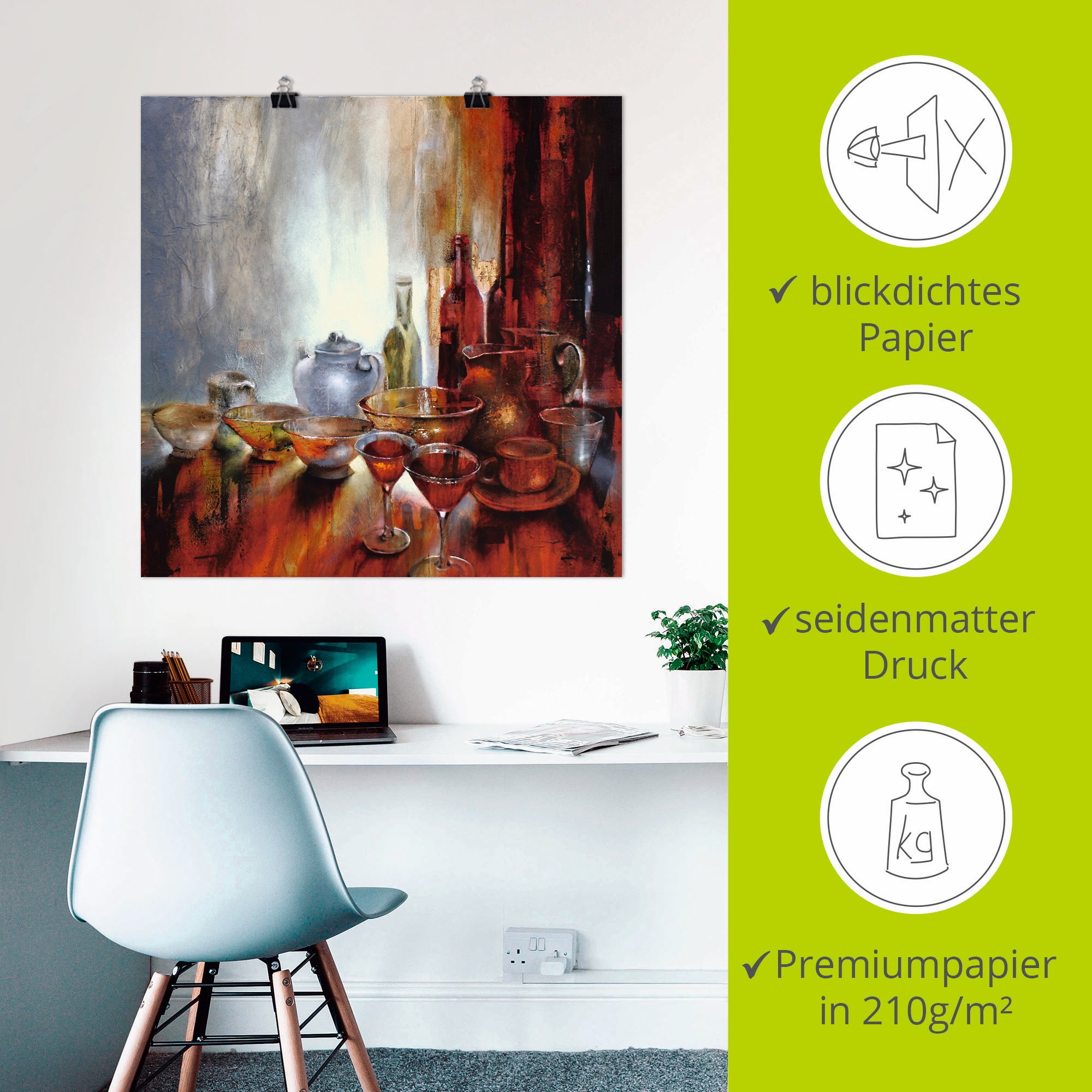 Artland Wandbild »Stillleben mit grauer Teekanne«, Geschirr & Besteck, (1 St.), als Alubild, Leinwandbild, Wandaufkleber oder Poster in versch. Größen
