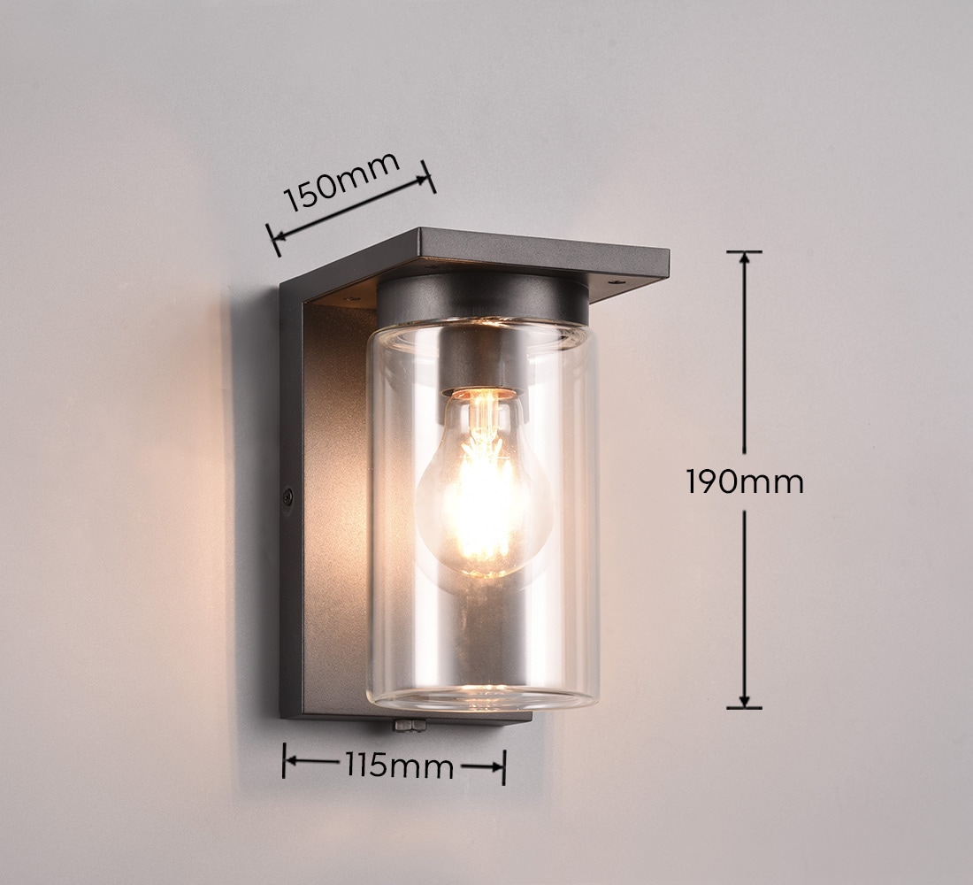 TRIO Leuchten Außen-Wandleuchte »ARDILA, Outdoor Fassadenleuchte mit Glasschirm, Dämmerungssensor« E27 1 Stk. warmweiß - kaltweiß exkl 1x E27 max 40W, IP44, Wandlampe für Hauswand Garten Terrasse