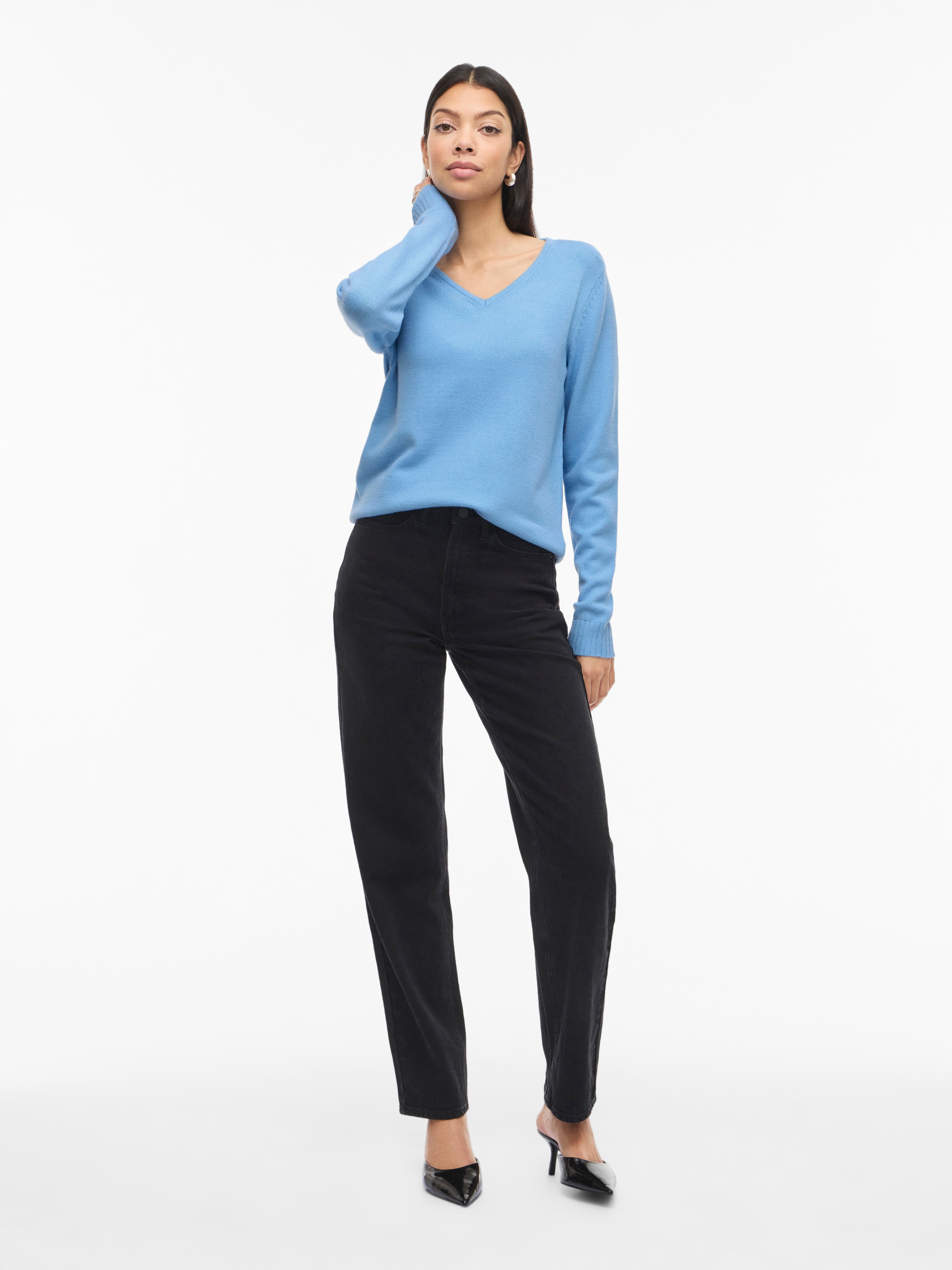 Vila V-Ausschnitt-Pullover »VIRIL V-NECK L/S  KNIT TOP - NOOS« Materialmix, regular fit
