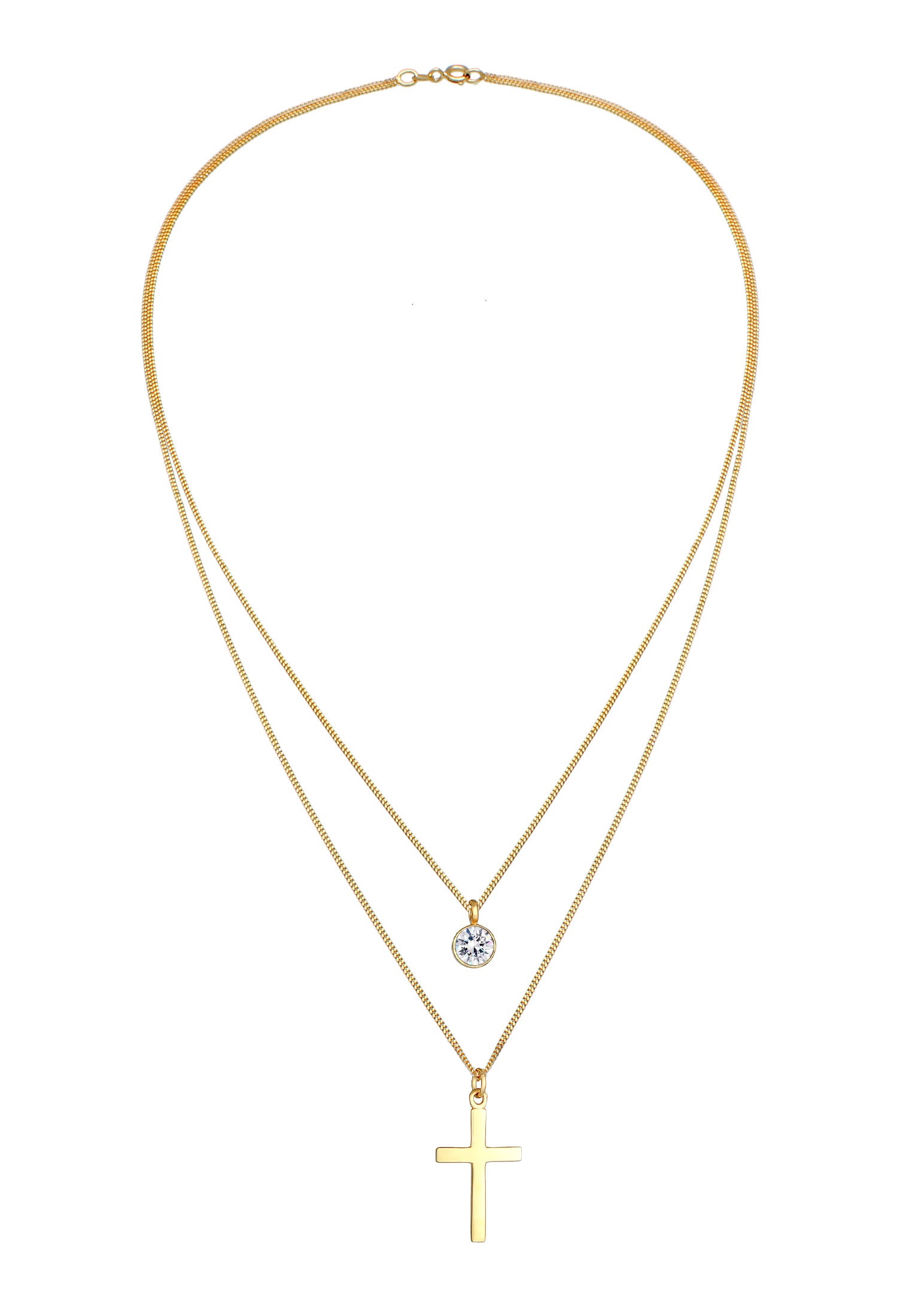 Elli Silberkette »Halskette Layer Kreuz 925 Silber, mit Kristallen von Swarovski®«