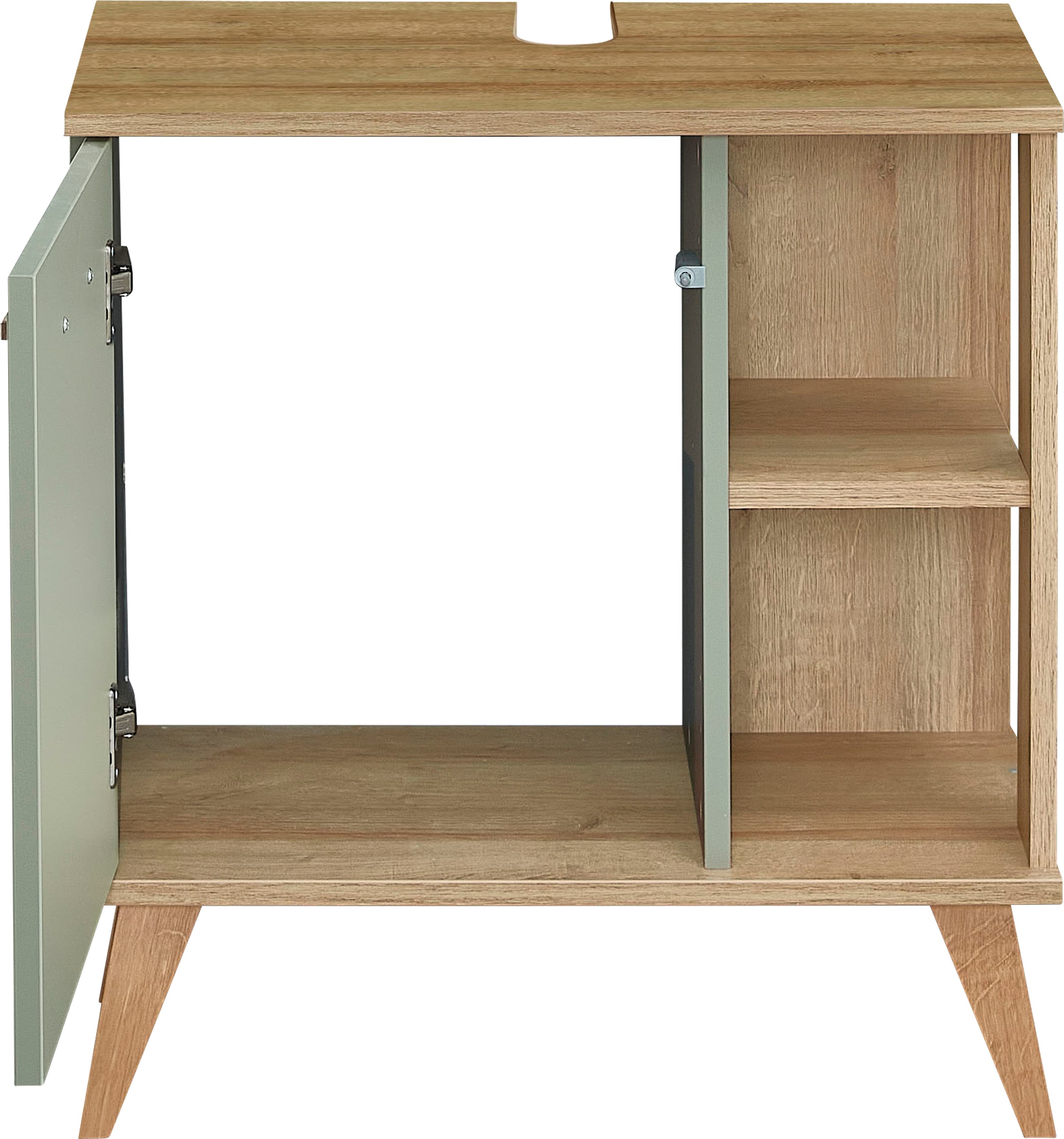 Saphir Waschbeckenunterschrank »Quickset 963 Unterbeckenschrank, Salbei Nachbildung, 1 Tür«, Waschbeckenschrank inkl. Türdämpfer, 60,5 cm breit, ohne Waschbecken