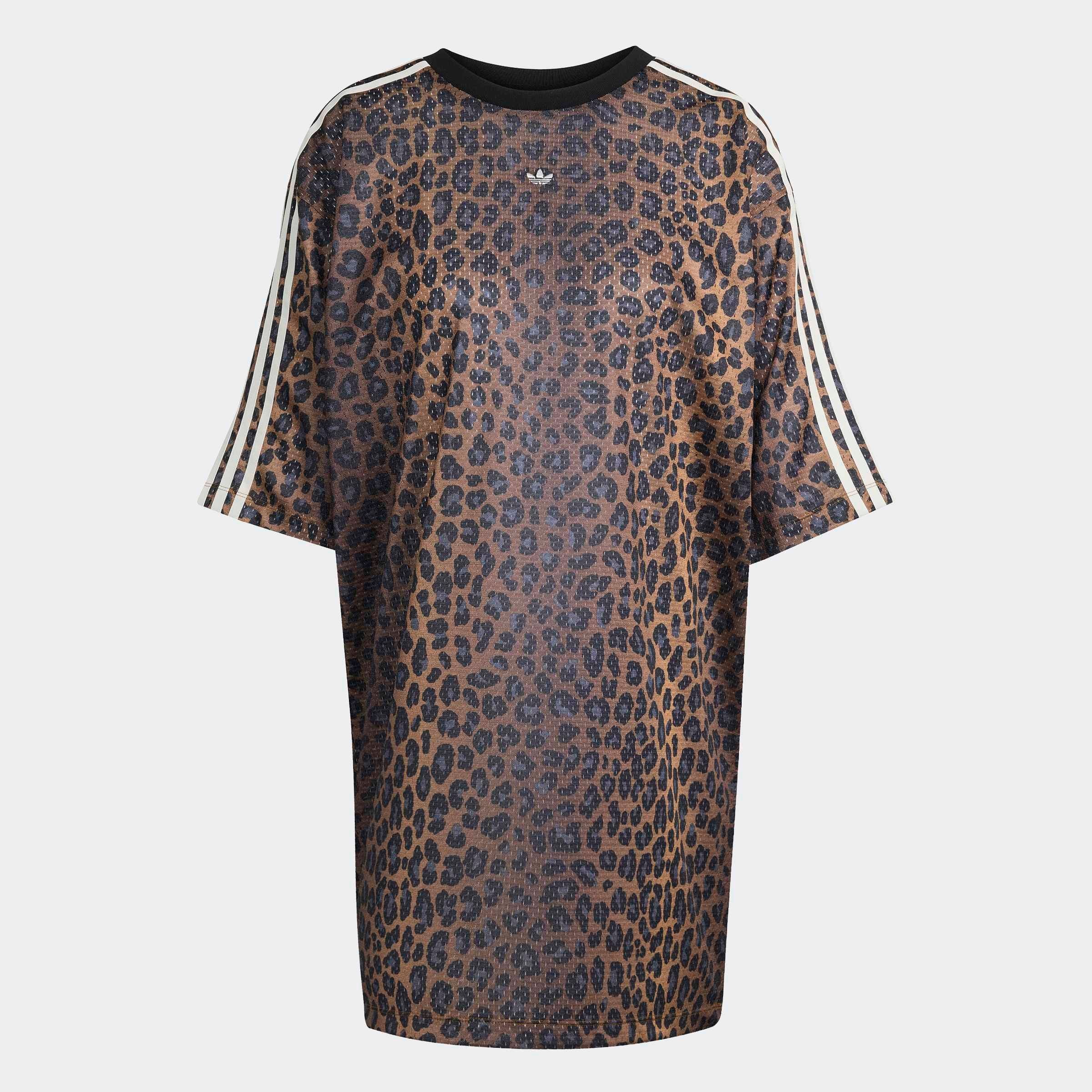 adidas Originals Shirtkleid »TEE DRESS«, (1 tlg.), Leoprint Shirtkleid, Dreiviertelarm, weite Passform