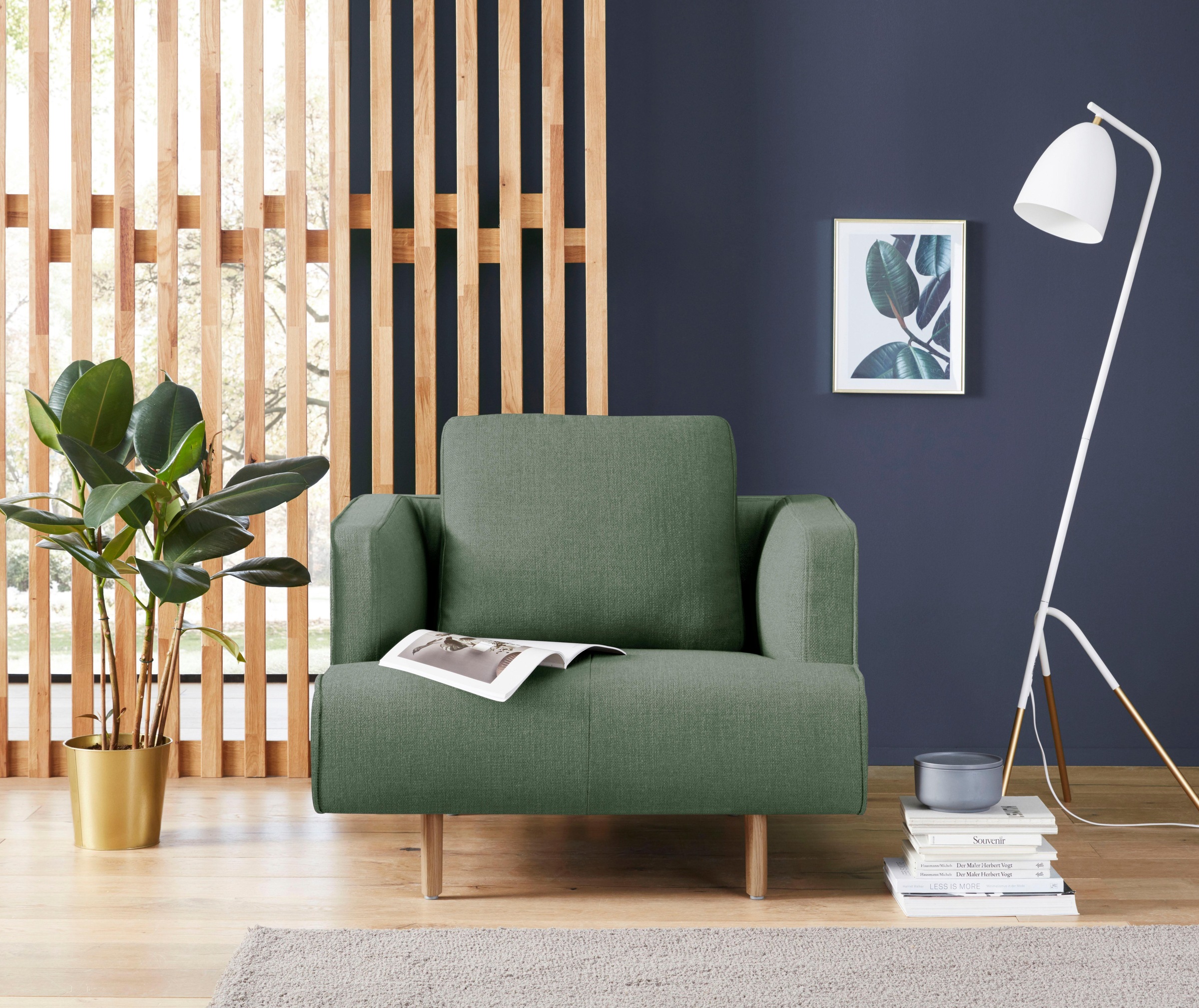 hülsta sofa Sessel »hs.440«, wahlweise in Stoff oder Leder, Fuß Eiche natur