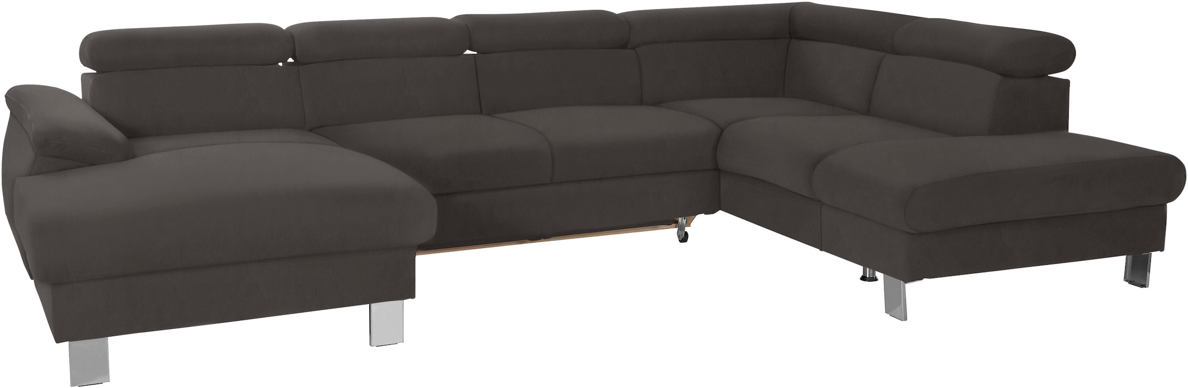 COTTA Wohnlandschaft »Komaris U-Form, in Echtleder Pampas Madras, B: 320 cm« mit Kopfteilverstellung, optional Schlaffunktion, Bettkasten & Licht