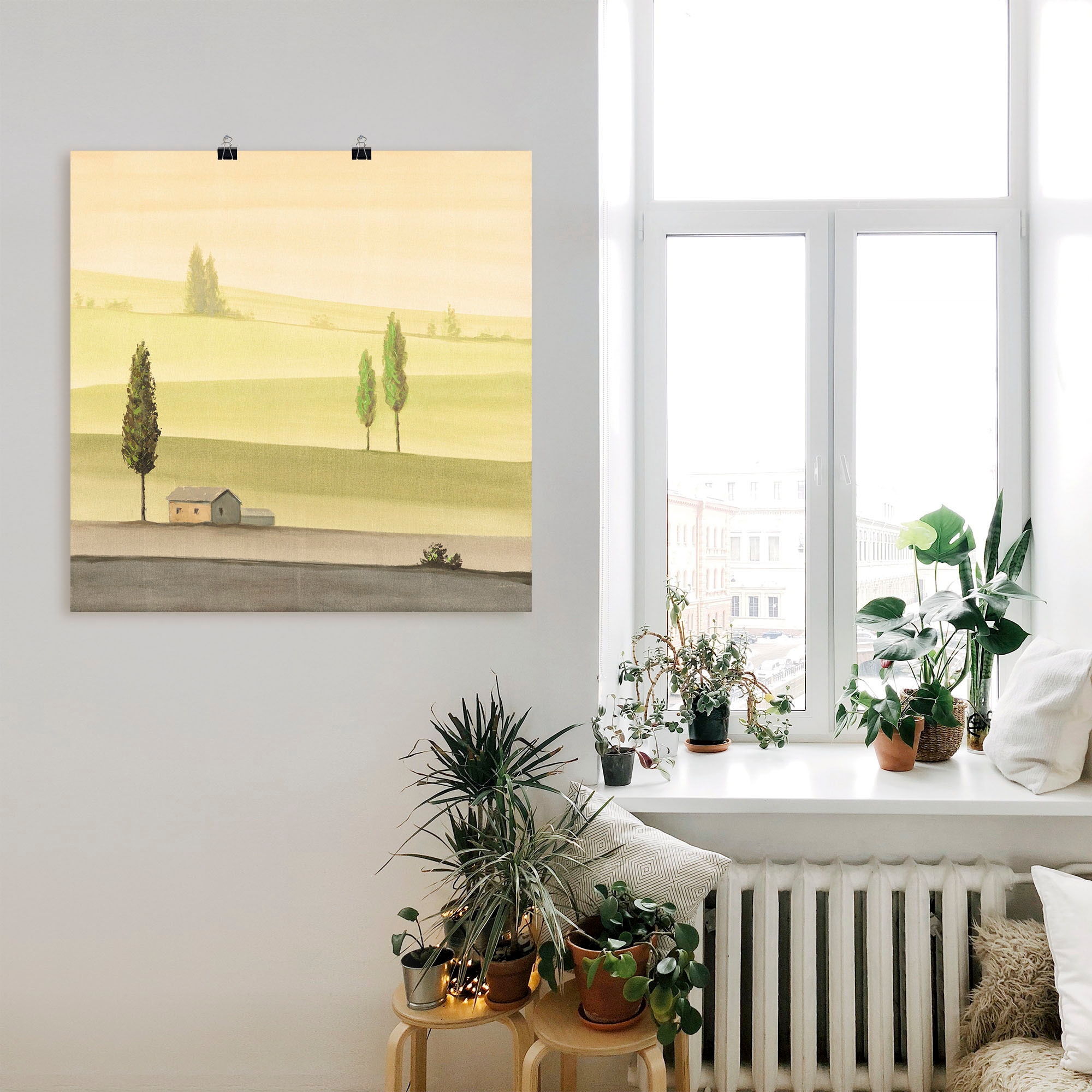 Artland Wandbild »Landschaft in Grün II«, Wiesen & Bäume, (1 St.), als Leinwandbild, Poster in verschied. Größen