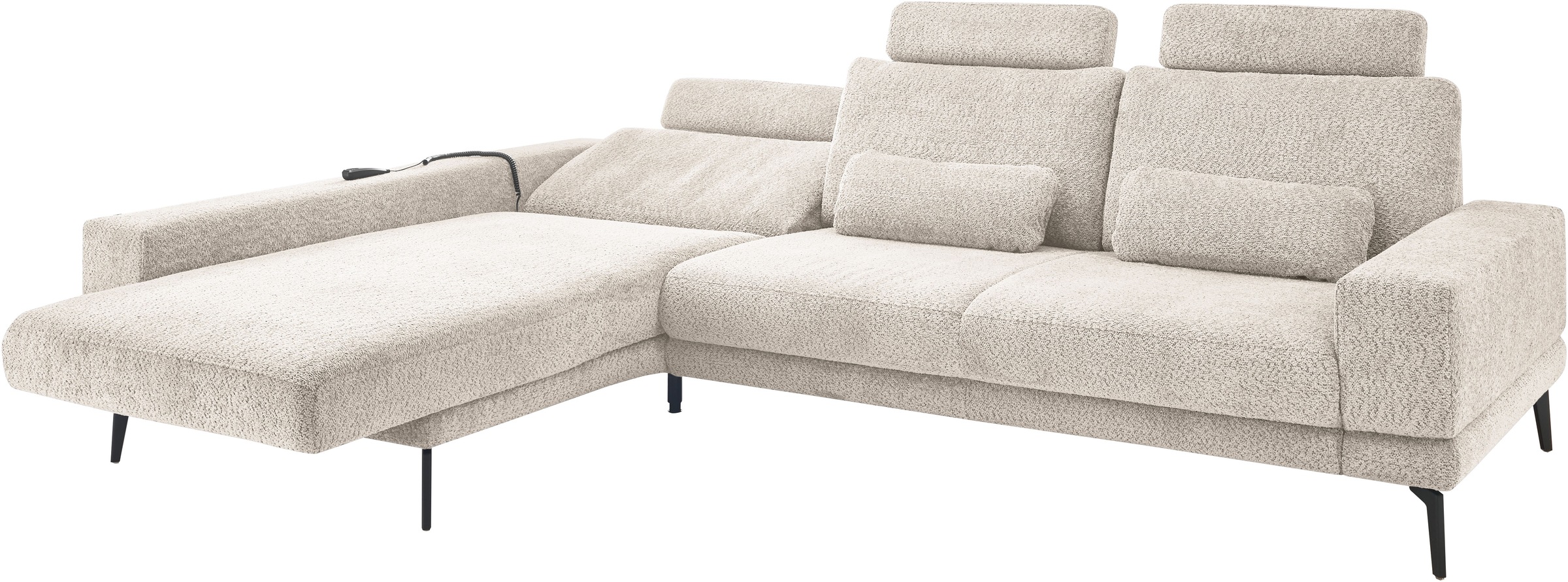 set one by Musterring Ecksofa »SO 3600, inkl motor. Sitztiefenverstellung, Kopfstützen, Nierenkissen« Sitzhöhe 42 cm, Kaltschaum, Breite 293 x Tiefe 180 cm, Kama sand