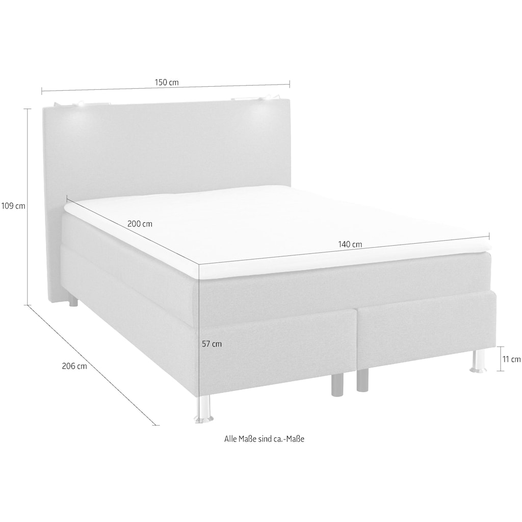 COLLECTION AB Boxspringbett, inkl. LED-Beleuchtung und Topper