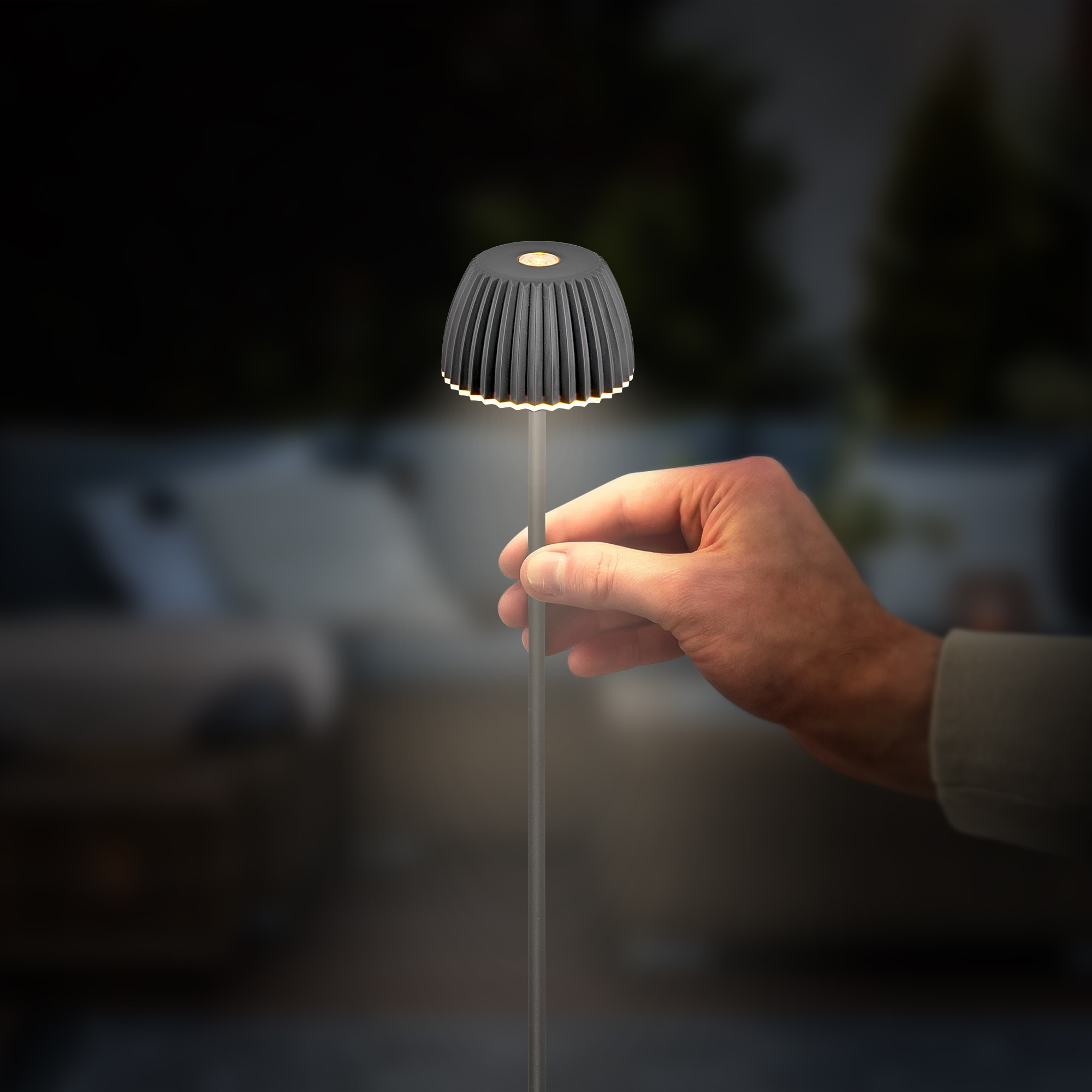 Briloner Leuchten LED Außen-Tischleuchte »RIFFLE« LED-Modul 1 Stk. Warmweiß 6x78,5 cm, 2er-Set, Akku tauschbar, Outdoor, Balkon, Terrasse