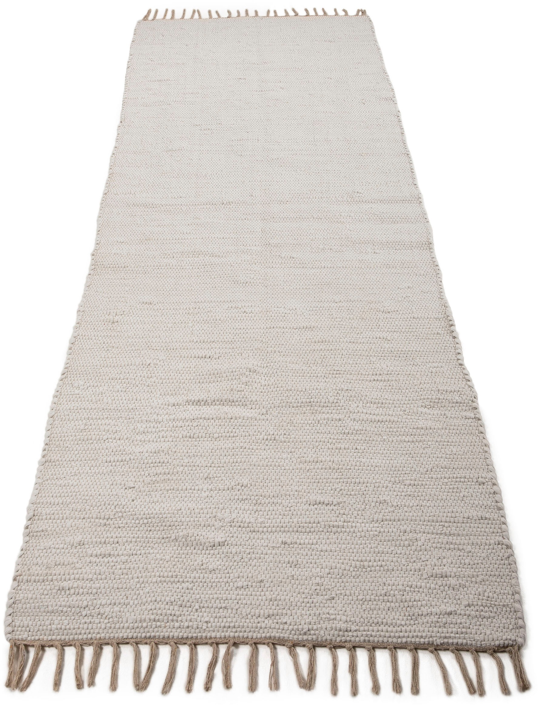 carpetfine Teppich »Kelim Chindi uni«, rechteckig, 5 mm Höhe, Wendeteppich, reine Baumwolle, handgewebt, Uni-Farben, mit Fransen