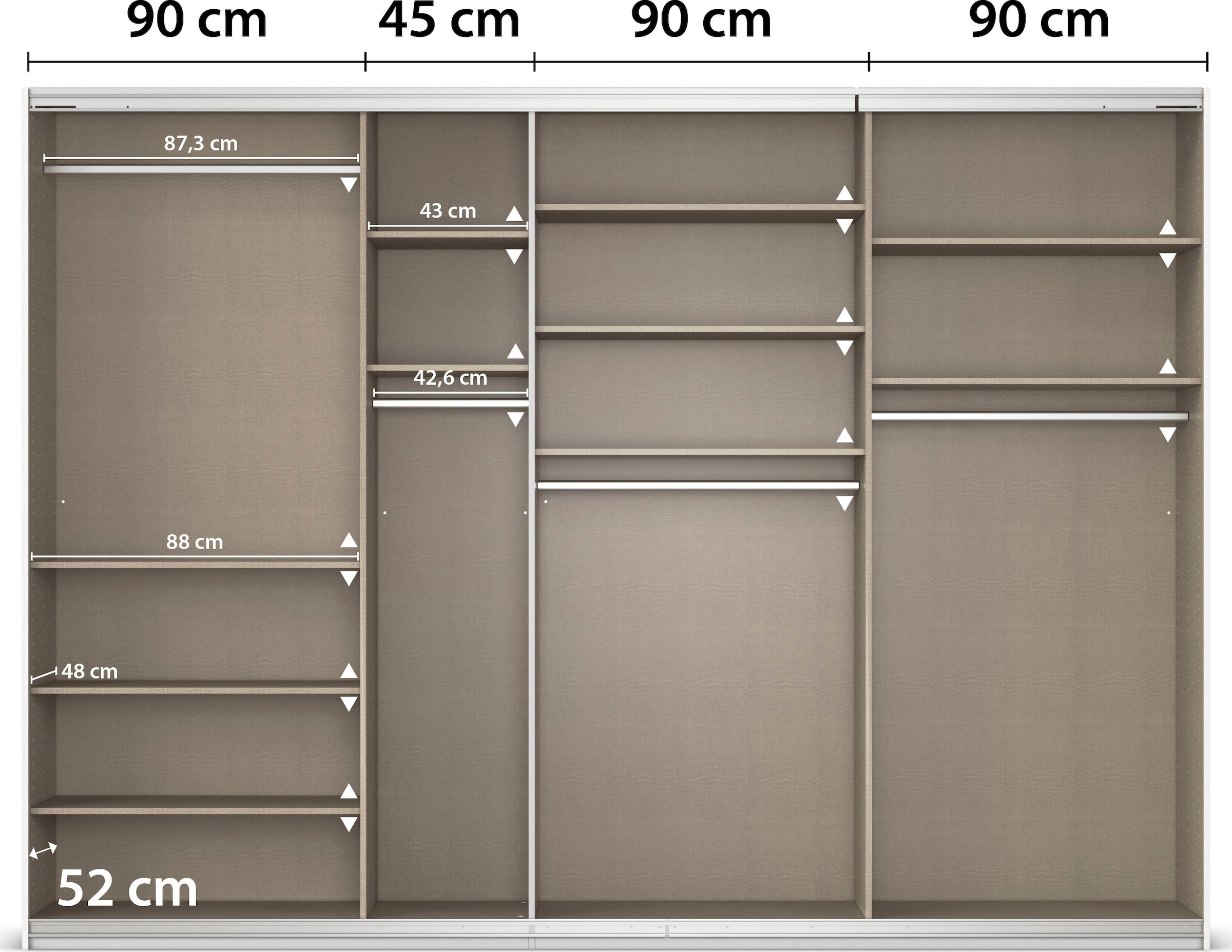 rauch Schwebetürenschrank »Kleiderschrank Kleiderschränke Schrank Garderobe AGORDO mit Glasfront«, durchdachte Innenausstattung, in 4 Breiten und 2 Höhen MADE IN GERMANY