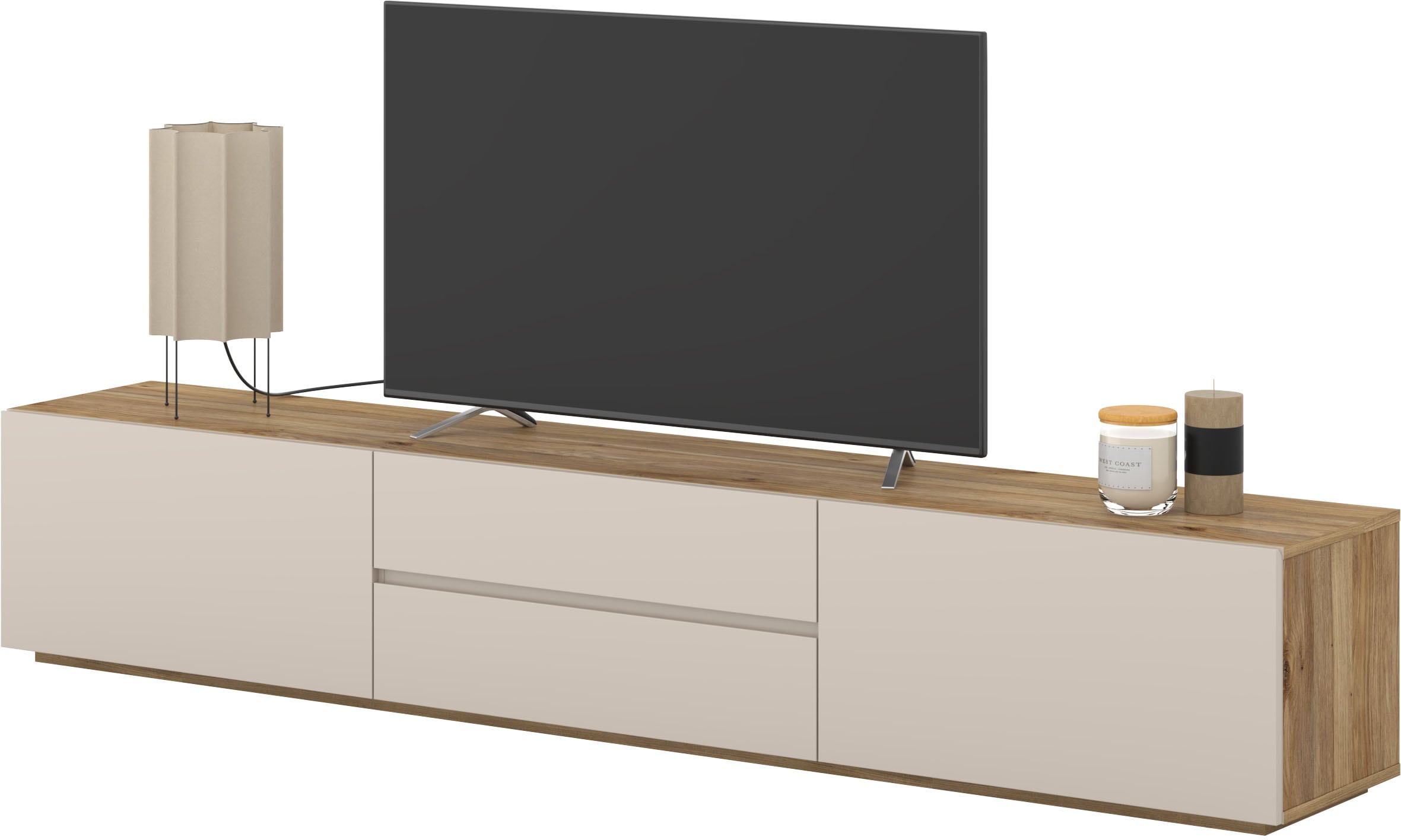 INOSIGN Lowboard »Criss, Breite 200 cm, moderne grifflose TV-Kommode«, TV-Kommode, TV-Schrank, hängend und stehend montierbar