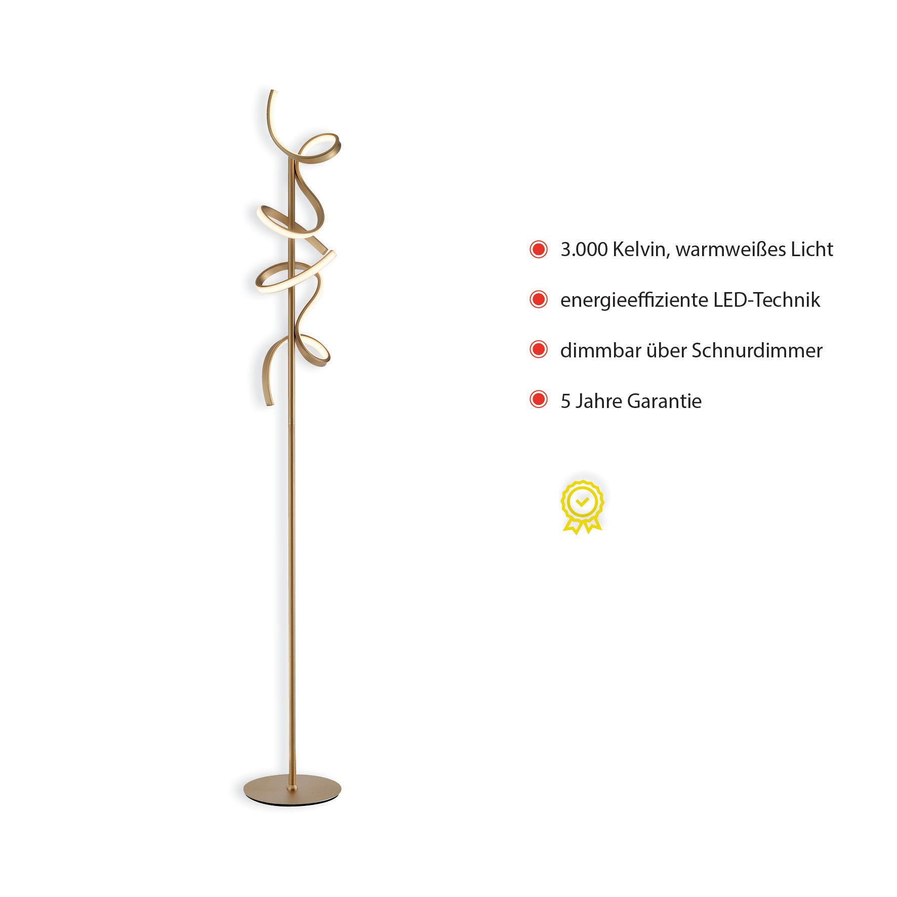 JUST LIGHT Stehlampe »CURLS«, 2 flammig, Leuchtmittel LED-Board | LED fest integriert, LED, dimmbar über Schnurdimmer