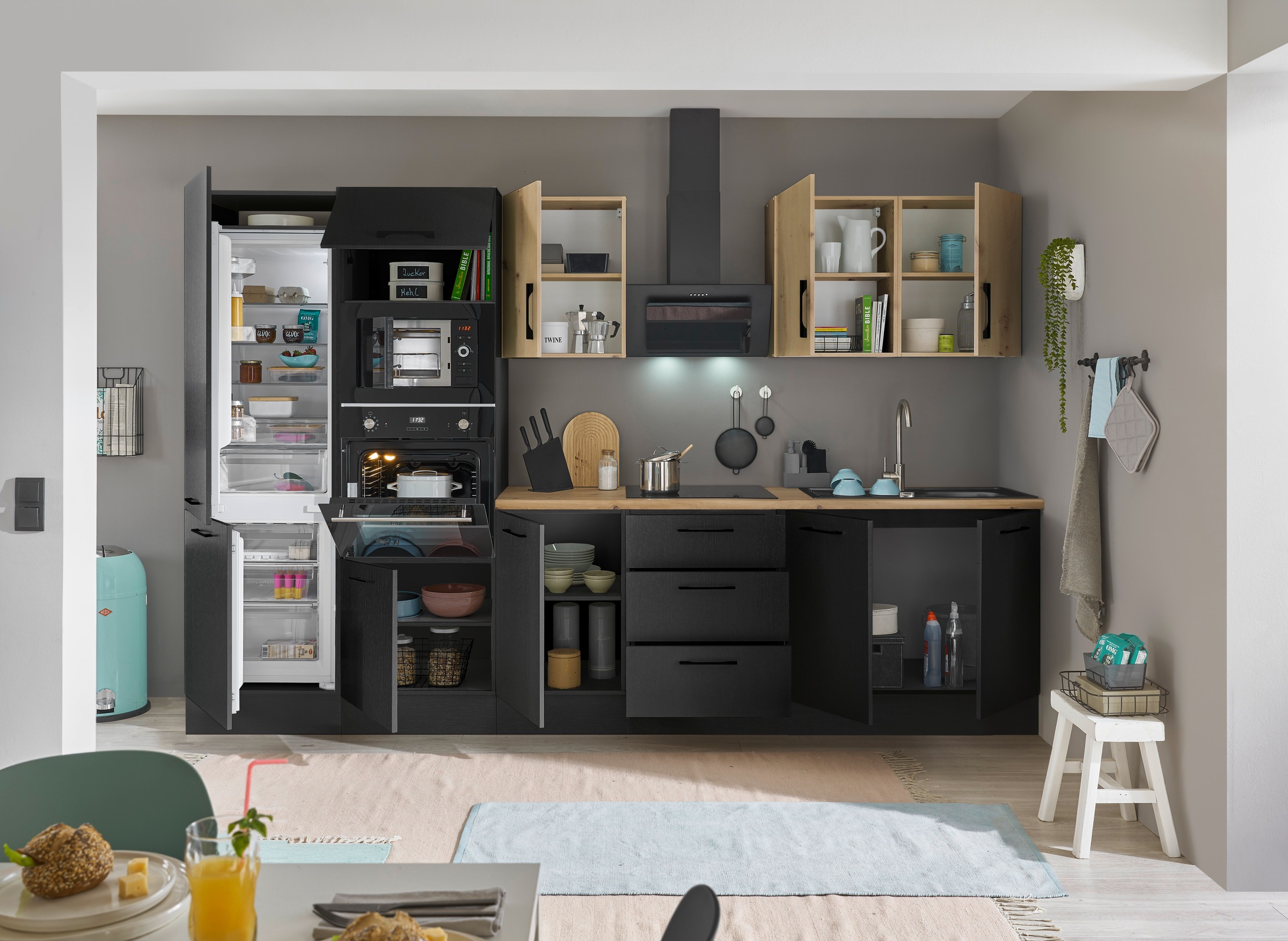 BASIC by Balculina Küchenzeile »Turin«, Breite 330 cm, wahlweise mit E-Geräten