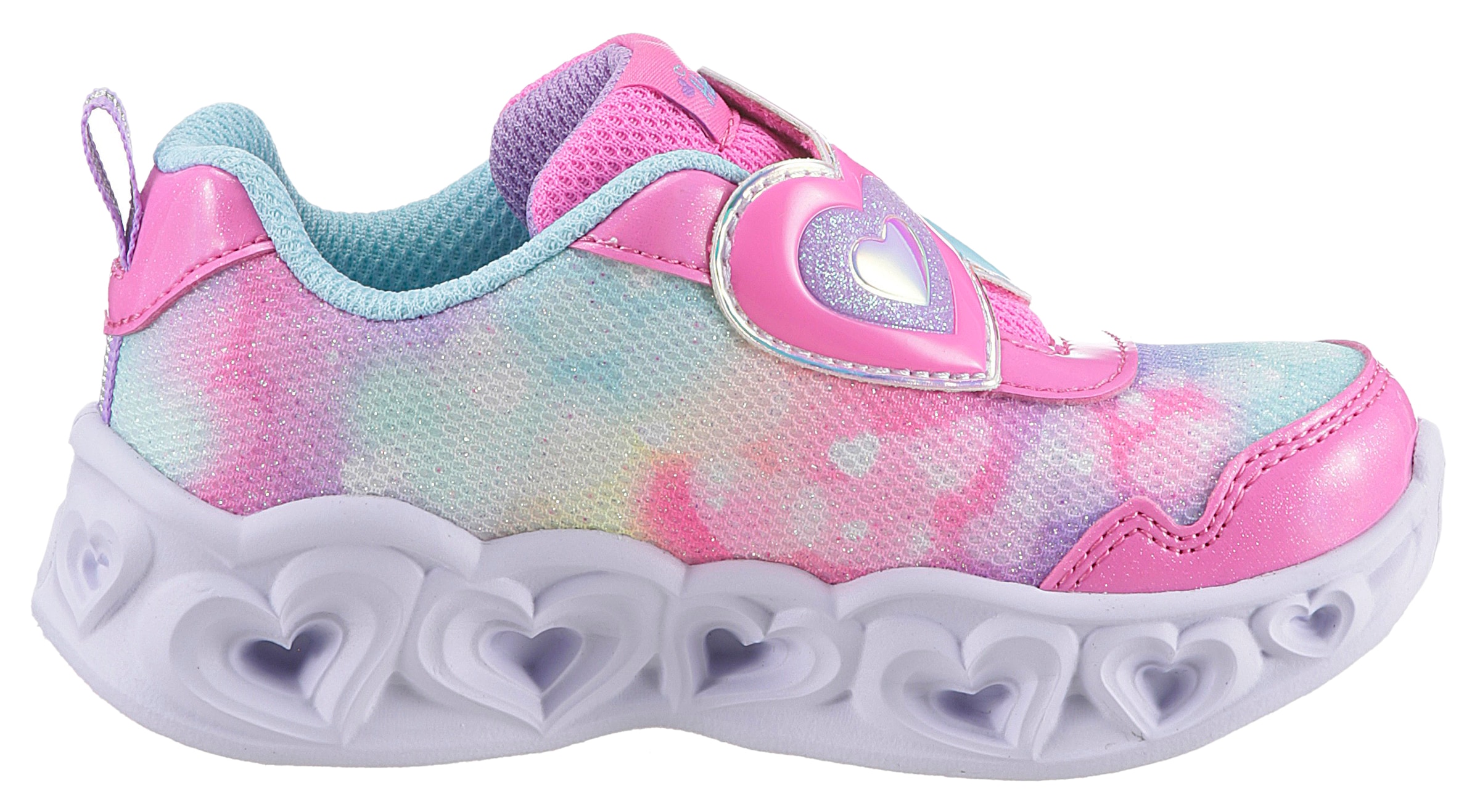 Skechers Kids Lauflernschuh »Blinkschuh HEART LIGHTS - LOVIN REFLECTION«, Sneaker, Klettschuh, Blinkschuh mit hübscher Herz-Applikation