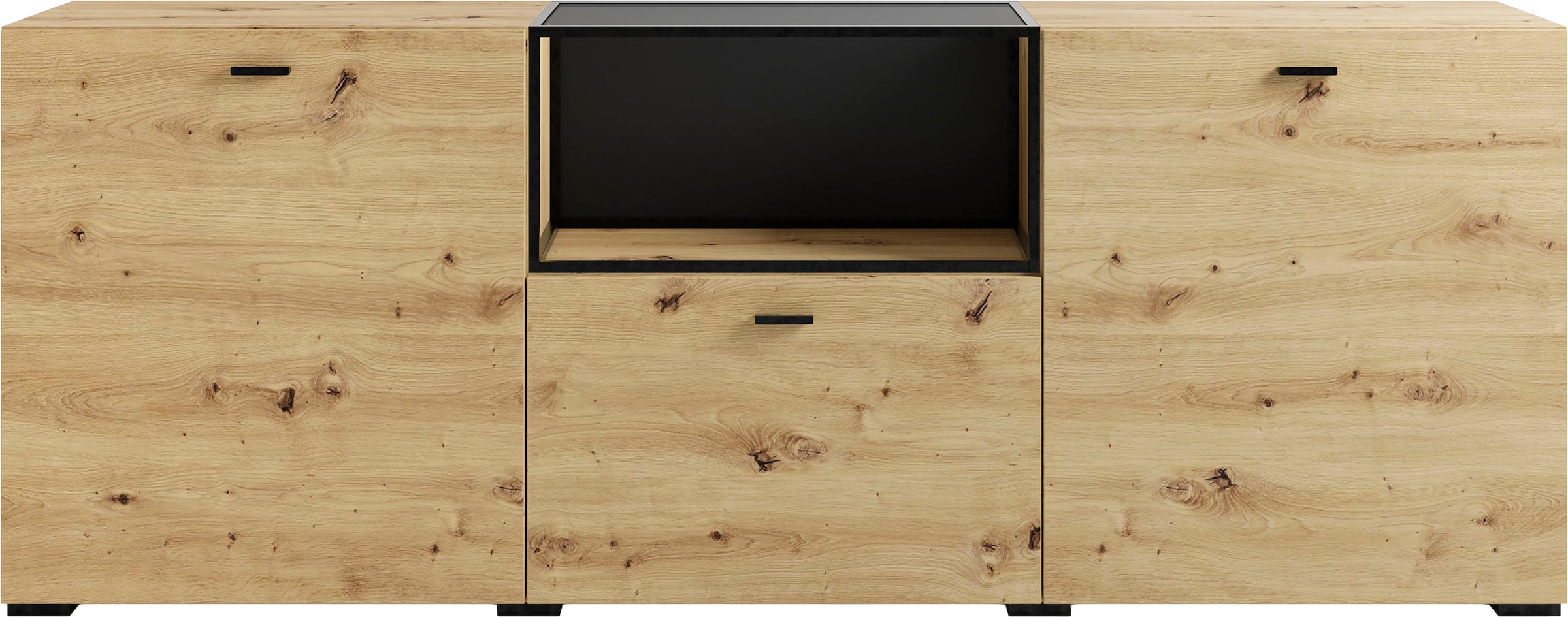 byLIVING Sideboard »Frame« 1 Stk. tlg. moderne Kommode mit Metalleinsatz und Glasplatte, 200cm breit.