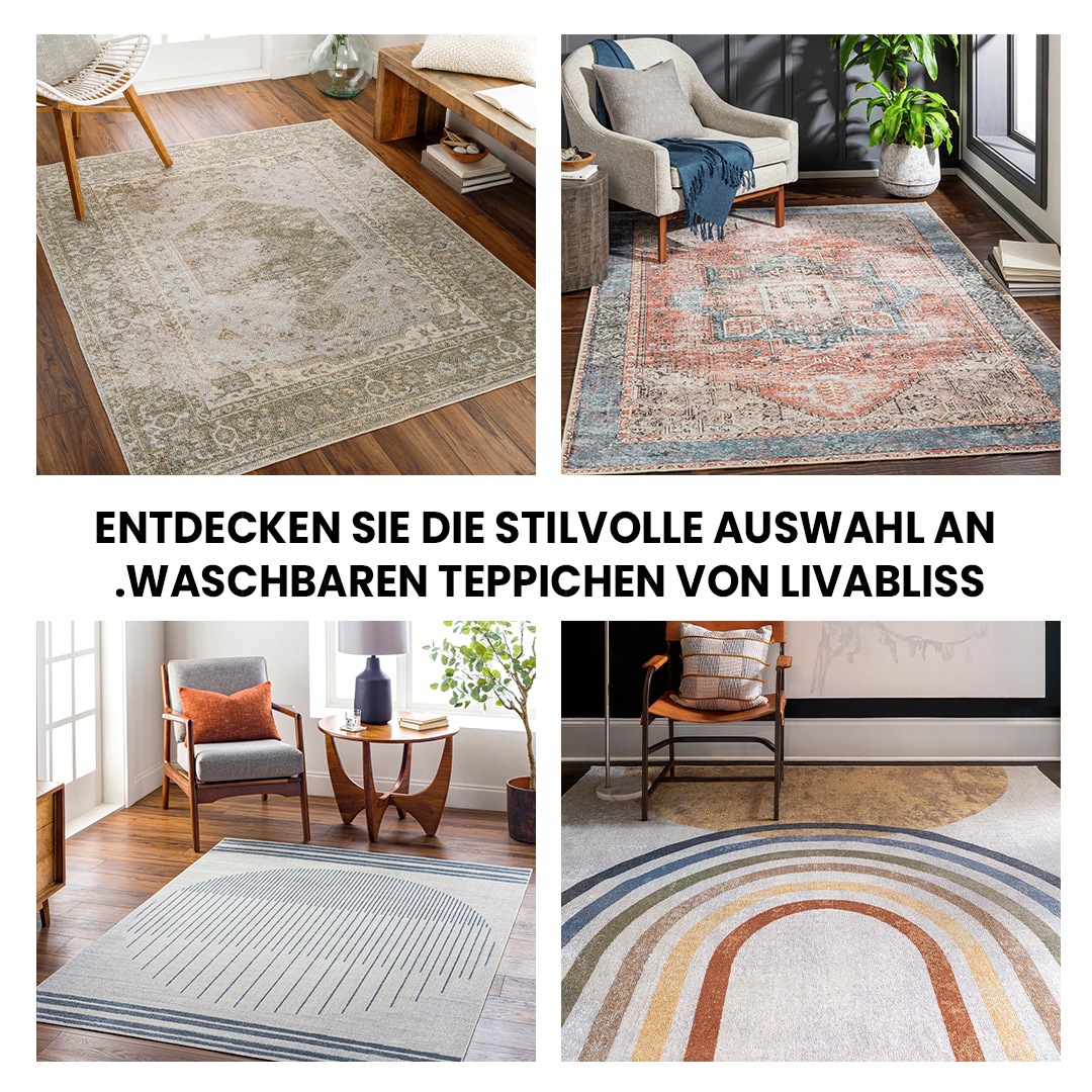 Livabliss Teppich »CLEVELAND« rechteckig 6 mm Höhe Maschinenwaschbarer Teppich mit Karomuster, Kurzflor Wohnzimmerteppich