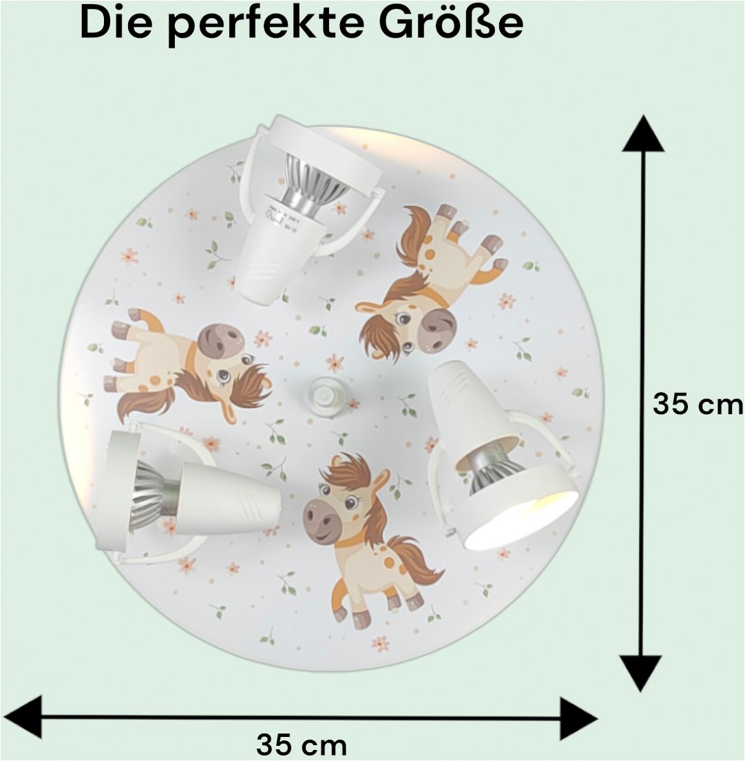 niermann Deckenleuchte »Kinderlampe mit Motiv "Pony Paula", Strahler für Kinderzimmer« GU10 1 Stk. 3 schwenk- und drehbare Strahler, Made in Germany