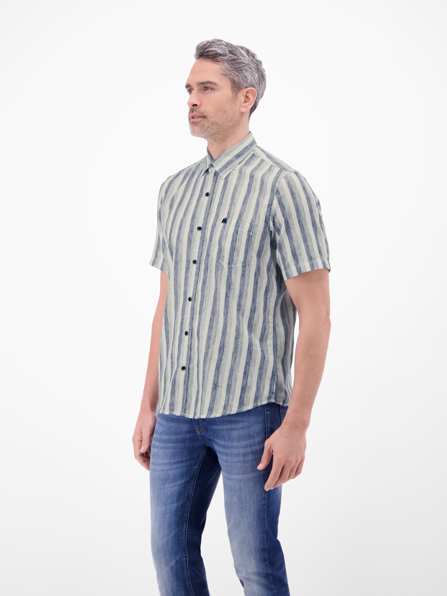 LERROS Kurzarmhemd »Kurzarmhemd gestreift und atmungsaktiv«