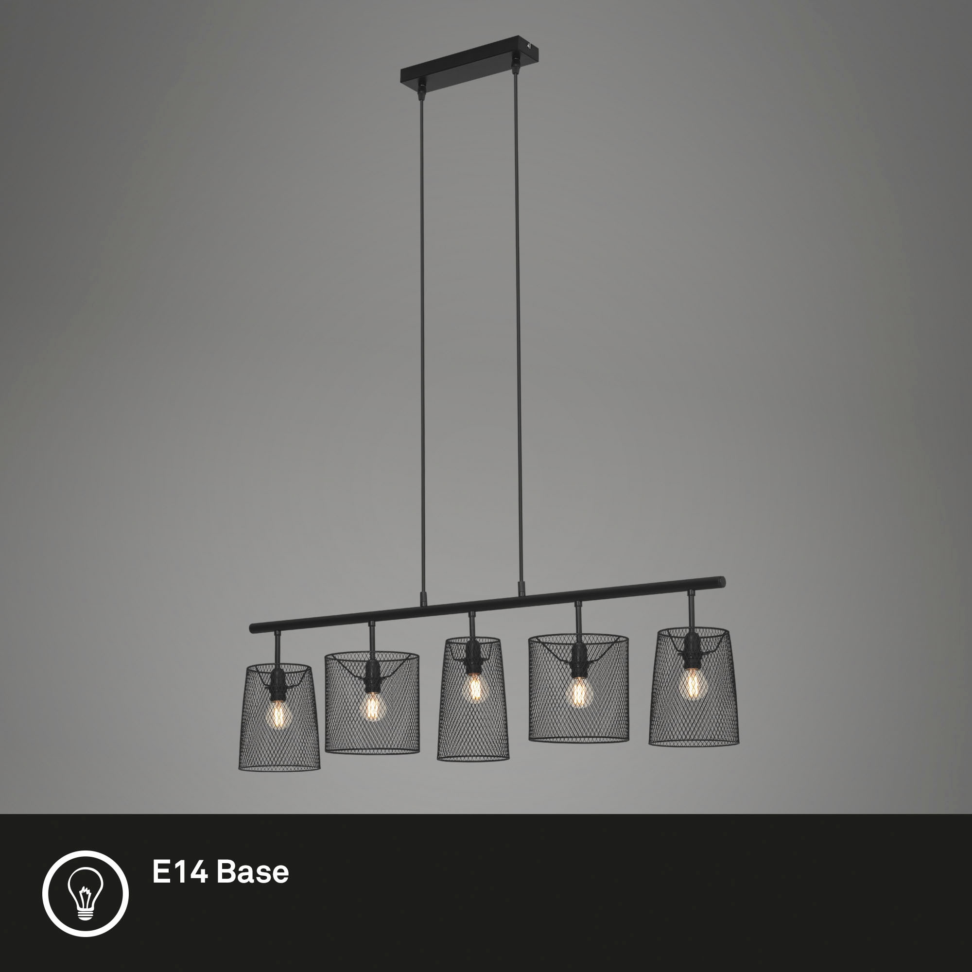 Briloner Leuchten Pendelleuchte »Pendelleuchte RETRO«, Pendelleuchte Pendellampe Drahtschirmen Metall schwarz 5x E14 40W IP20