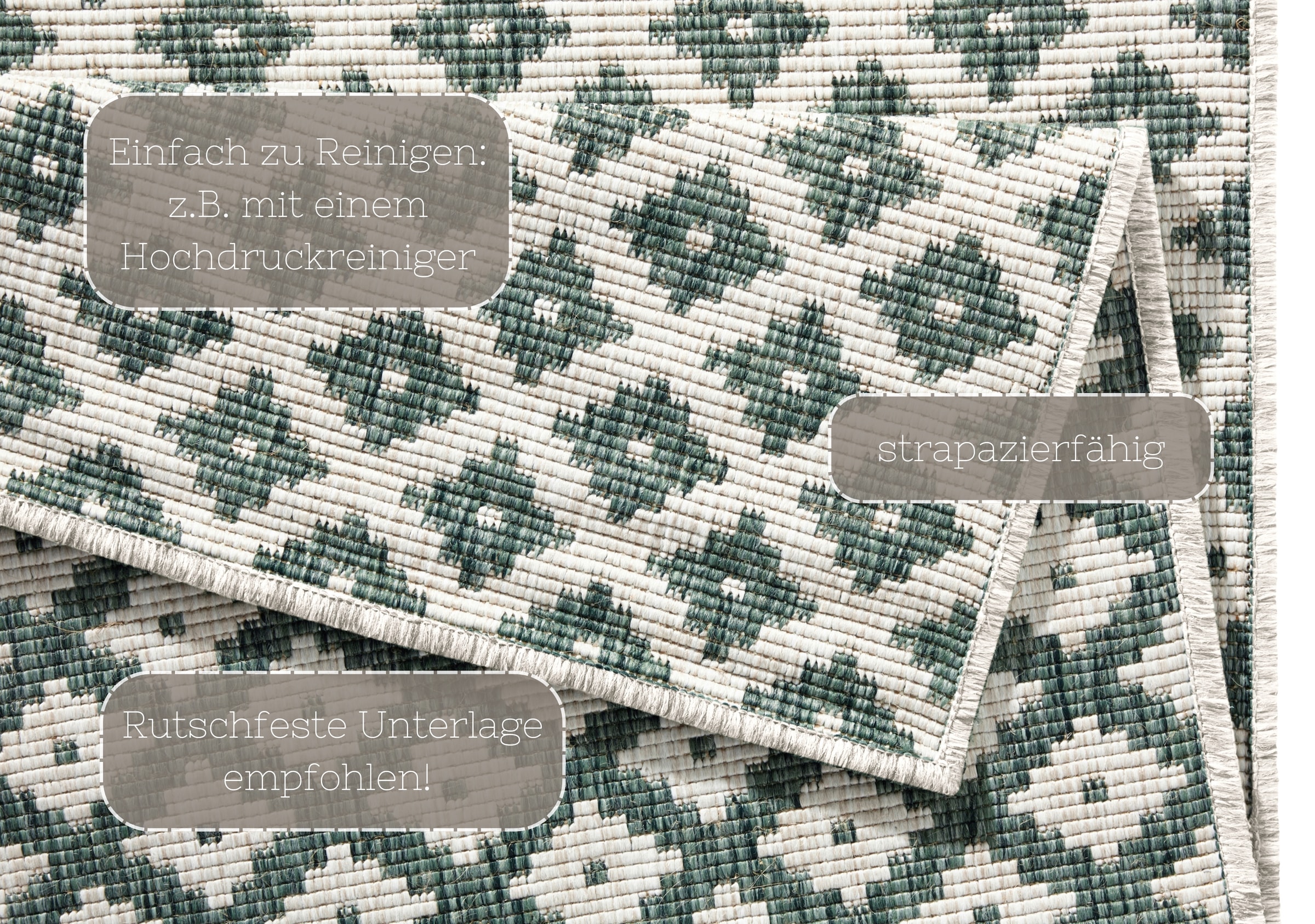 NORTHRUGS Teppich »Nizza Wendeteppich«, rechteckig, 5 mm Höhe, In-& Outdoor, Wetterfest, Balkon, Läufer, Wohnzimmer, Wasserfest