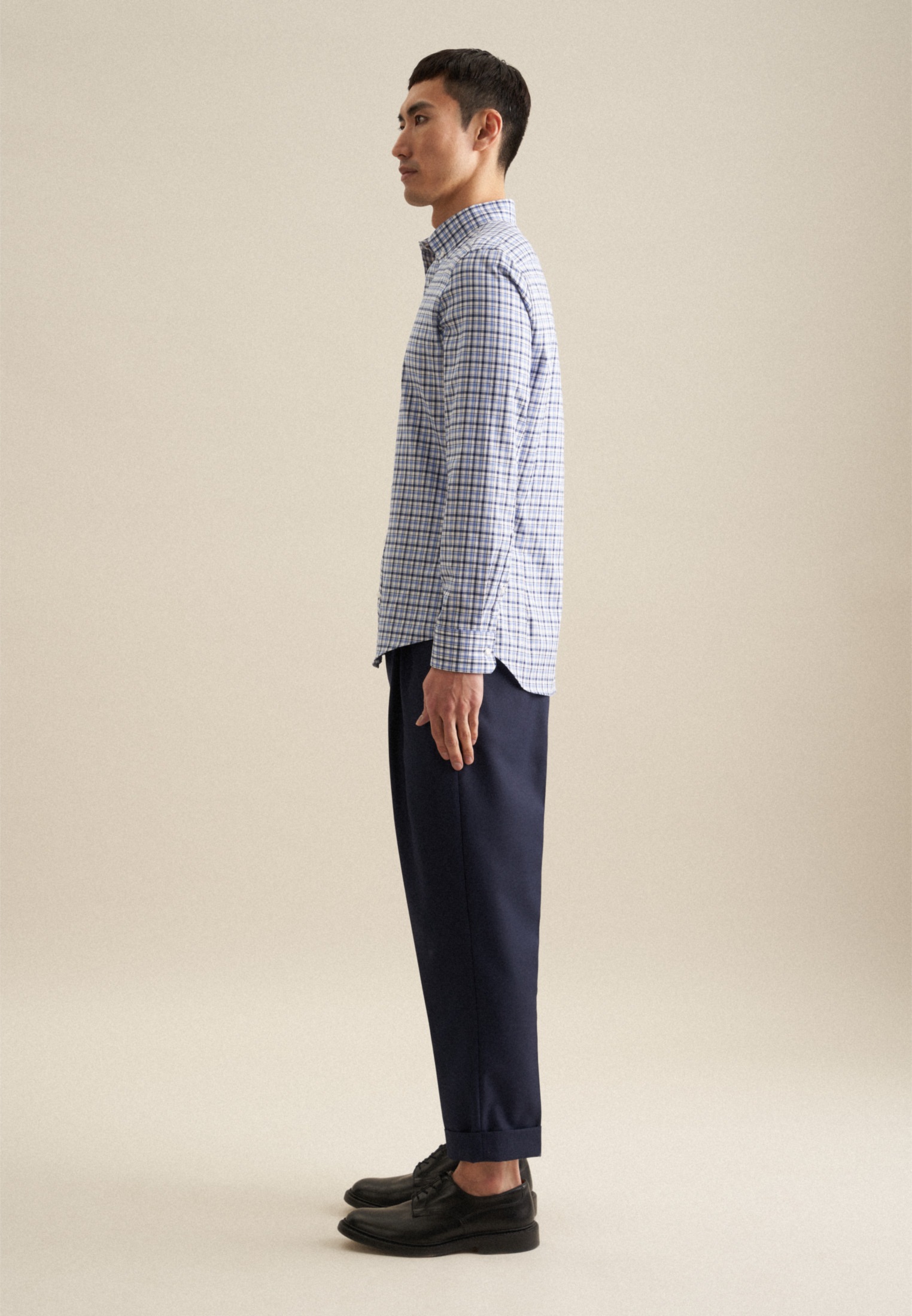 seidensticker Businesshemd »Slim«, Slim Langarm Button-Down-Kragen Karo