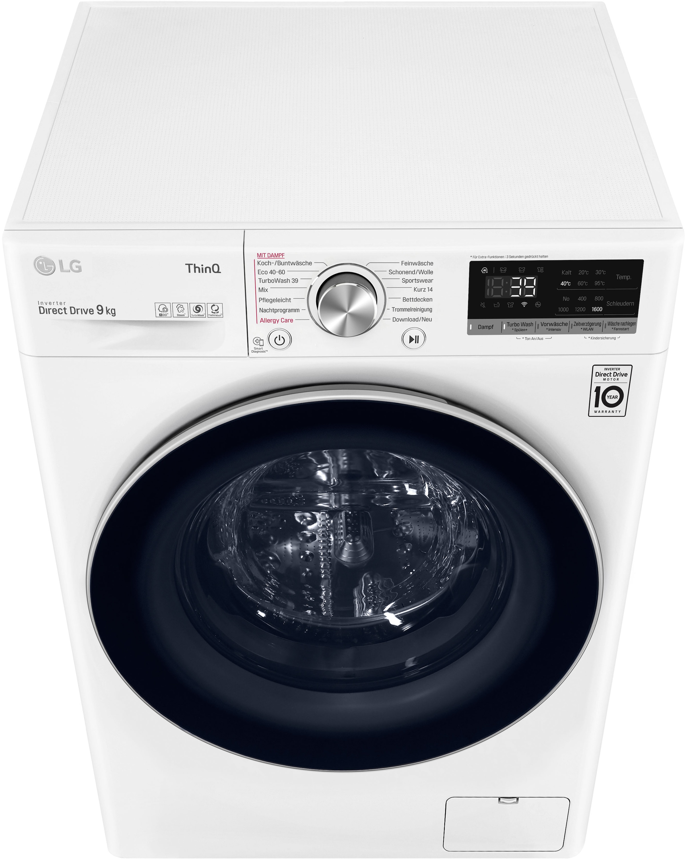 kg, - LG F6WV709P1, TurboWash® Waschmaschine Waschen nur U/min, 9 OTTO bei 39 in »F6WV709P1«, 1600 Minuten