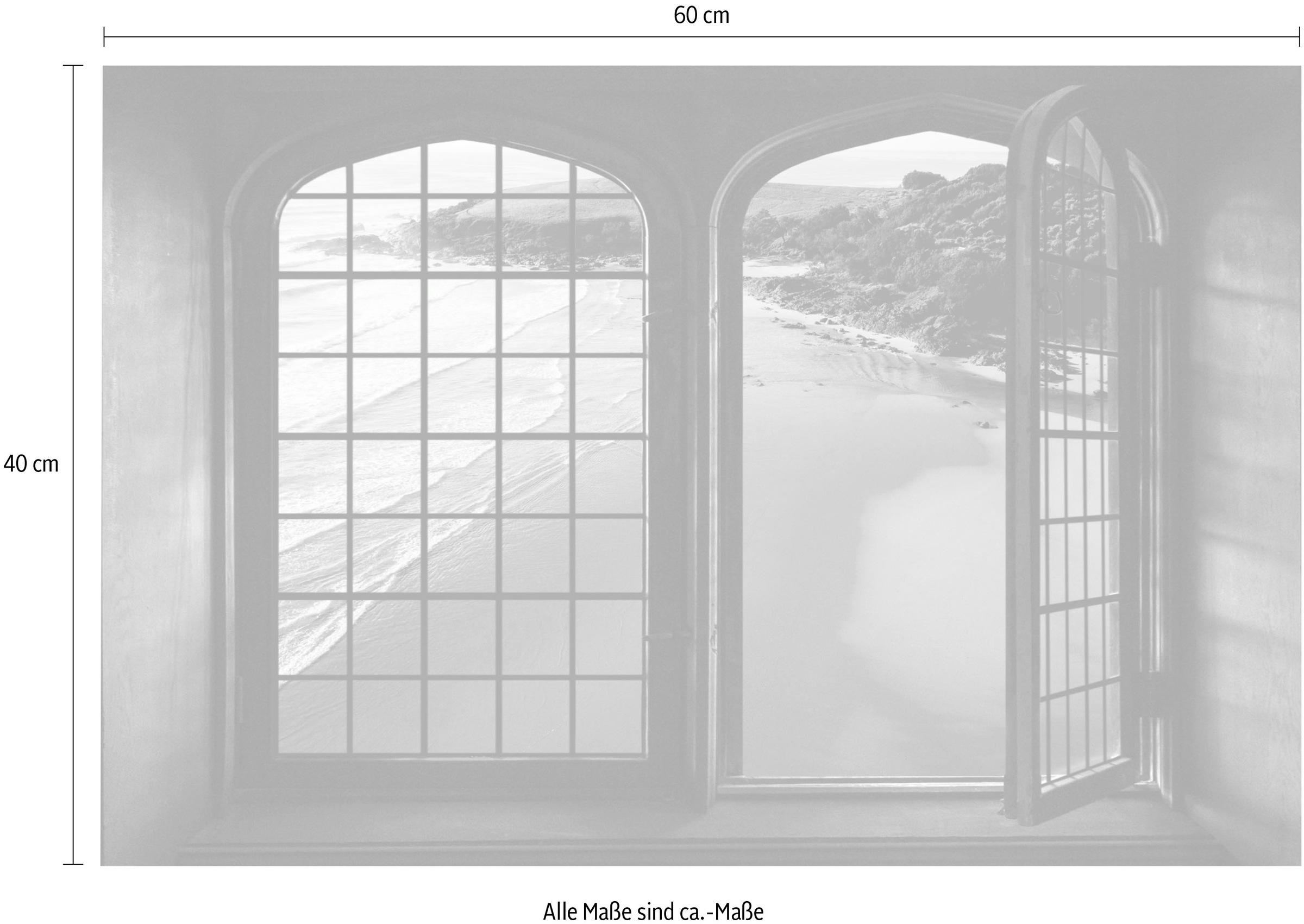 queence Wandsticker »Sandstrand«, Wandsticker, Wandbild, selbstklebend, 3D, Fenster
