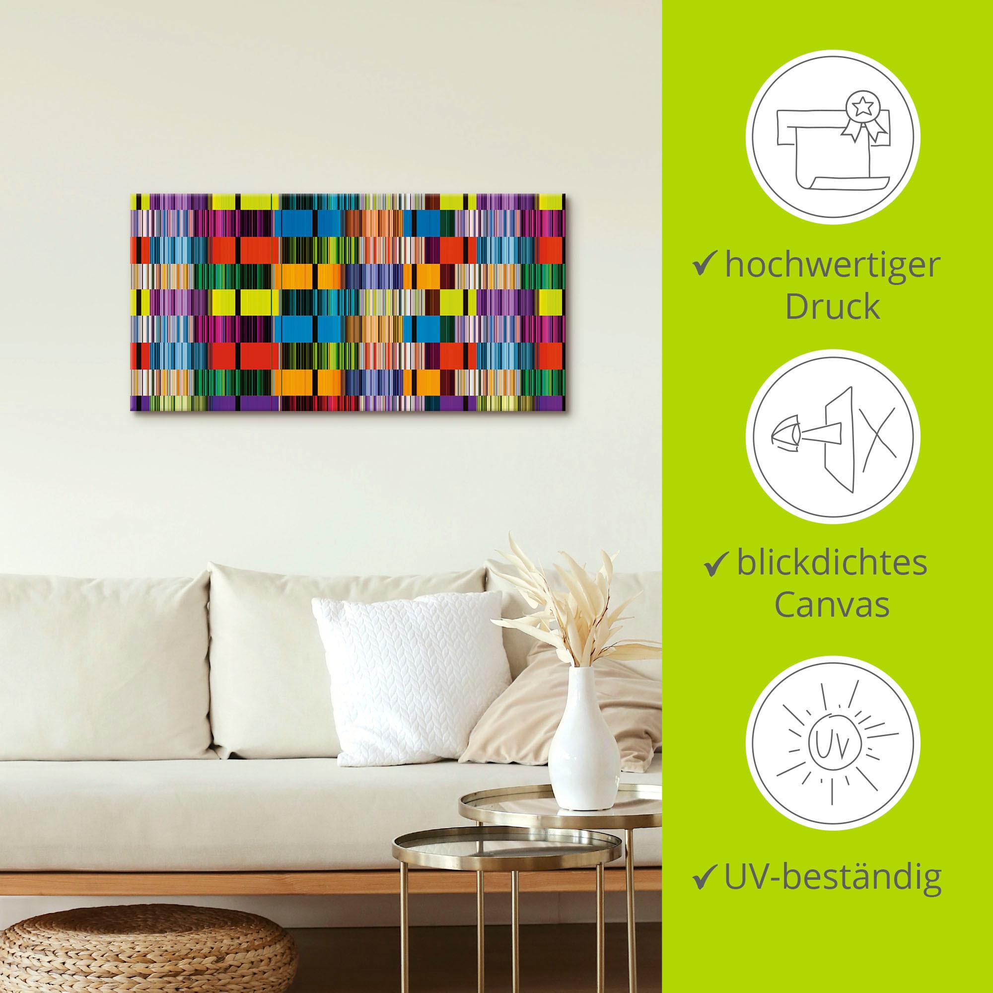 Artland Wandbild »Bunte Streifen«, Muster, (1 St.), als Leinwandbild in verschied. Größen