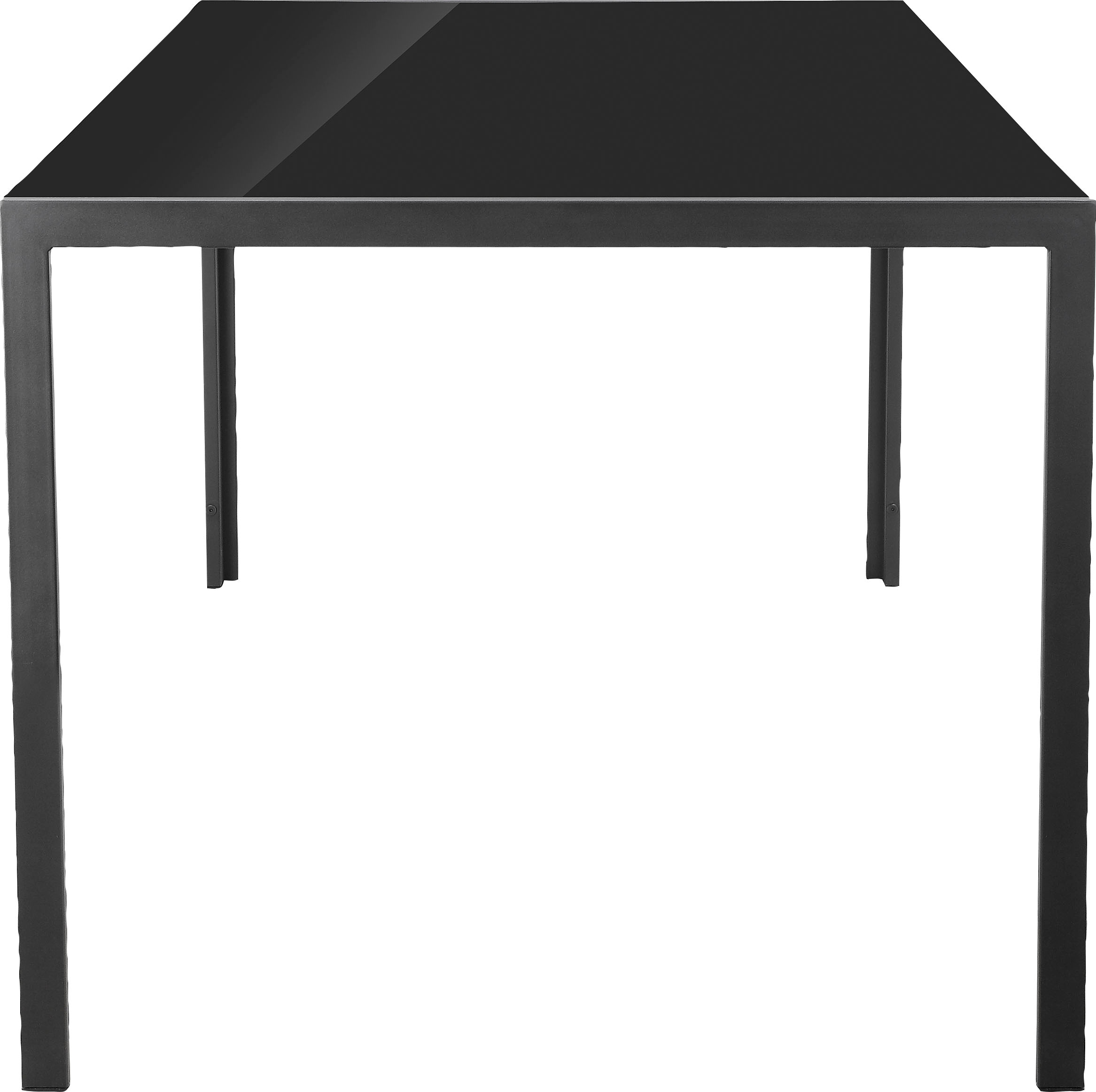 Leonique Esstisch 76,5 Höhe Tischplatte »Presnel«, OTTO cm Sicherheitsglas, Metall aus St.), kaufen Gestell schwarz, (1 bei
