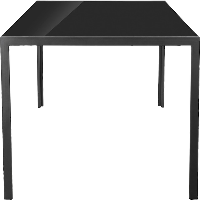 Leonique Esstisch »Presnel«, (1 St.), Tischplatte Sicherheitsglas, Gestell  aus Metall schwarz, Höhe 76,5 cm kaufen bei OTTO
