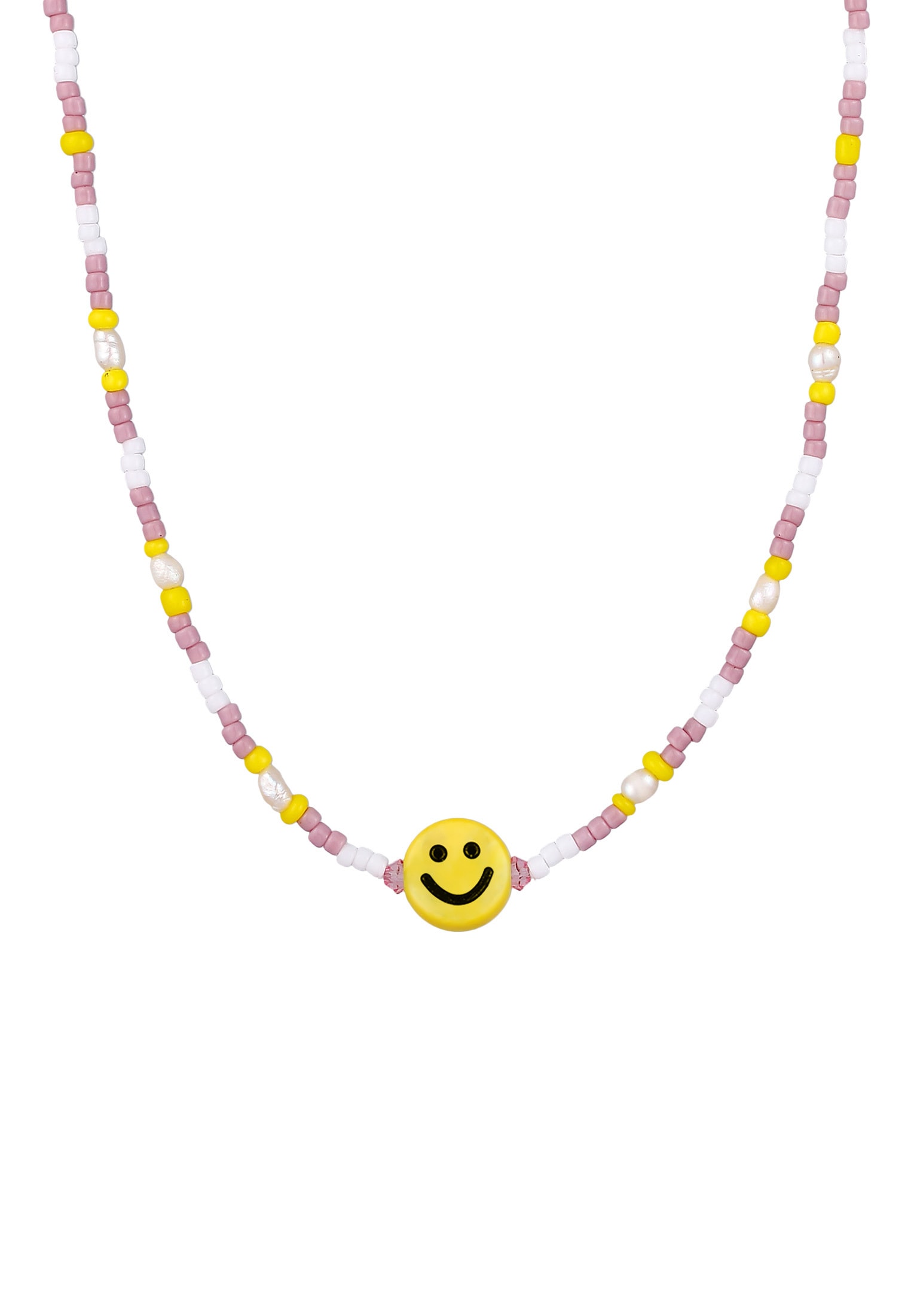 Elli Bead-Ketten-Set »Halskette Süßwasserperlen Smiling Glas Bead 925 Silber«