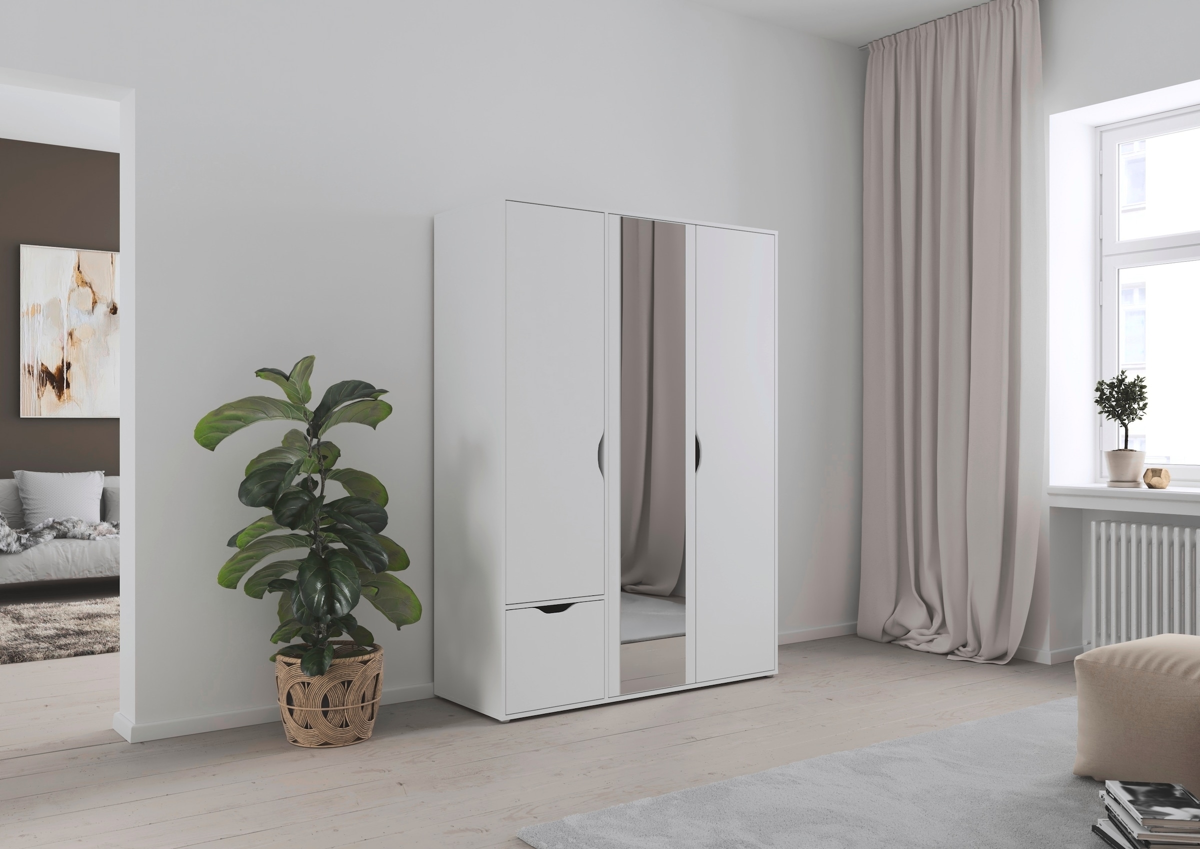 rauch Drehtürenschrank »Kleiderschrank Schrank Garderobe Wäscheschrank NARAI mit Schubladen« in 3 verschiedenen Ausstattungen BASIC/CLASSIC/PREMIUM,  Griffausfräsungen für eine grifflose Optik TOPSELLER MADE IN GERMANY