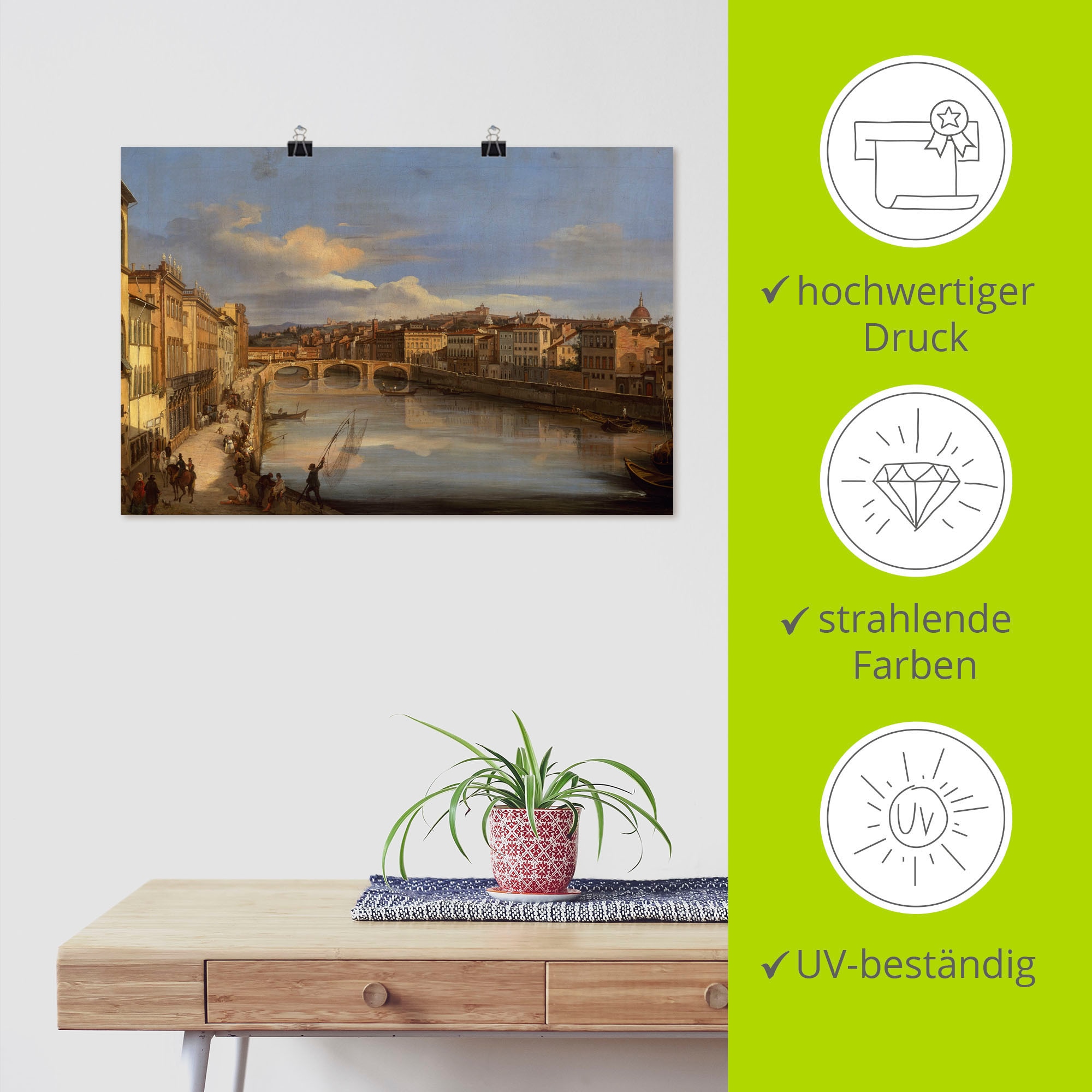 Artland Wandbild »Ein Blick auf als Online Arno«, im Wandaufkleber (1 Shop den Leinwandbild, Florenz, Größen St.), verschied. Poster, in bestellen OTTO
