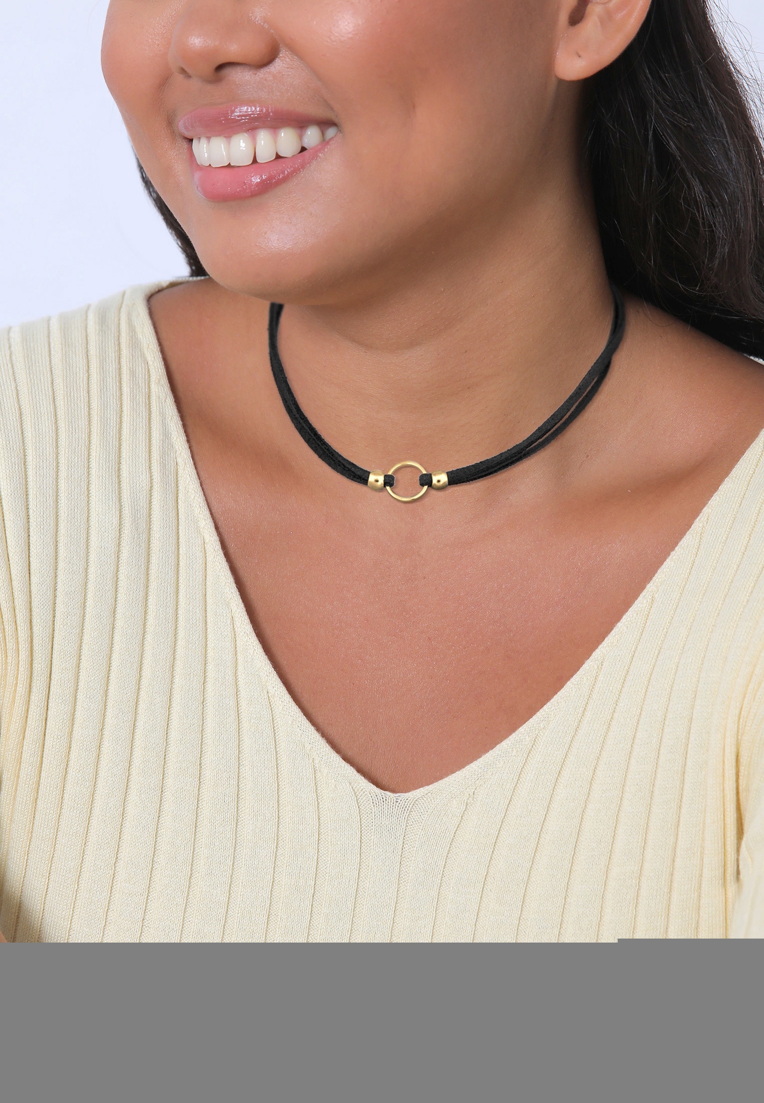 Elli Choker »Halskette Halsband schwarz Choker mit Kreis 925 Silber«