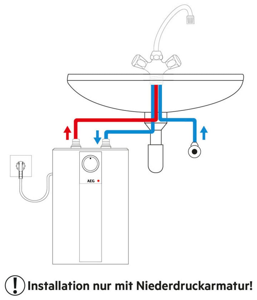 AEG Haustechnik Kleinspeicher »Huz 5 Basis, Untertischboiler 5 Liter«, Niederdruck, mit Stecker